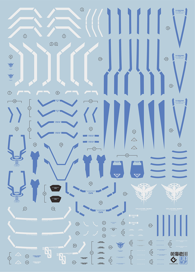060 Water Decal MG1/100 Gundam OO Raiser ยี่ห่อ S.I.M.P. Model Decal
