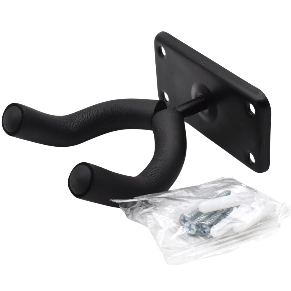 ขาแขวนกีต้าร์ เบส อูคูเลเล่ แบบเจาะติดผนัง ใช้พิ้นที่น้อย วัสดุเป็นเหล็กแข็งแรง มีฟองน้ำรองรับคอ