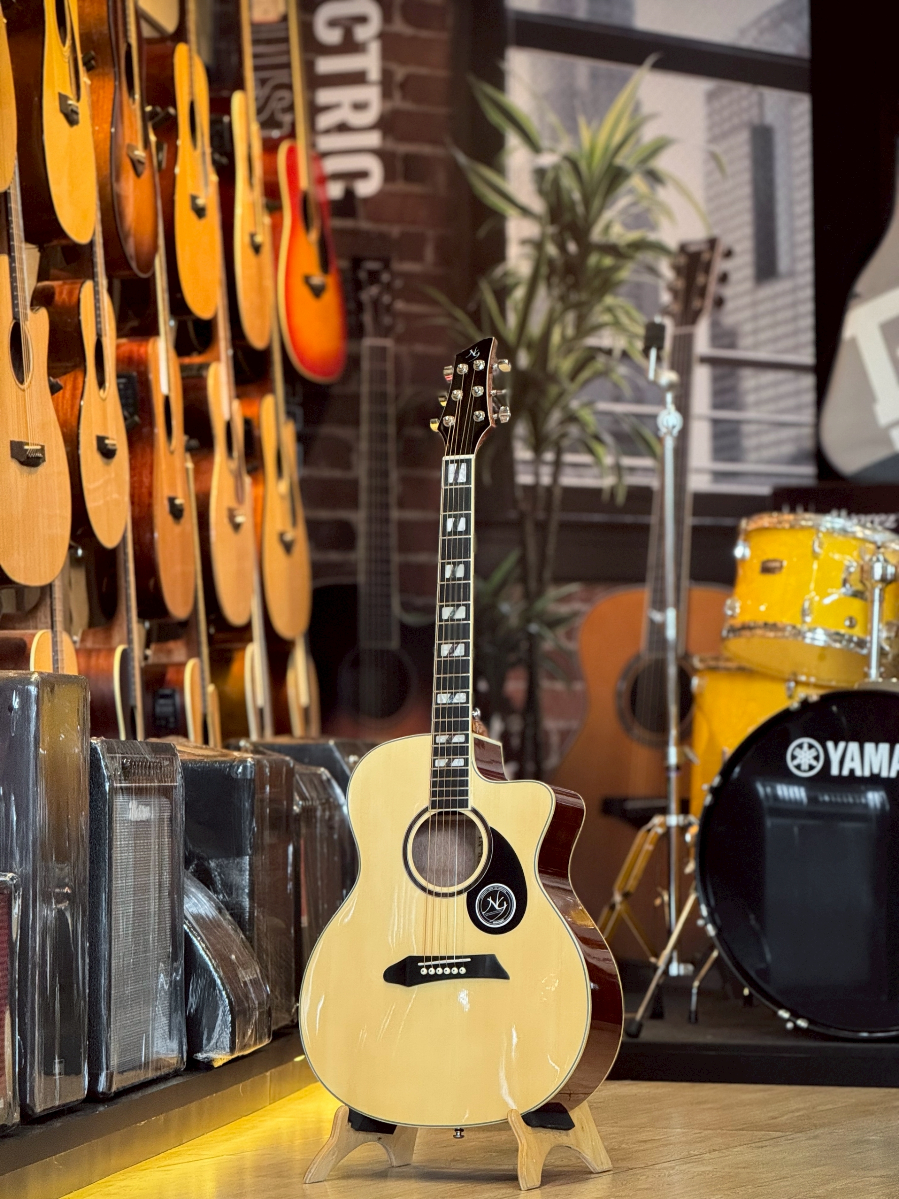 NG Guitar กีต้าร์โปร่ง ทรงGA ขนาด 41นิ้ว ไม้หน้า AA Engleman Spruce เสียงแน่นใส กังวาน ดีไซน์เท่ เหมาะสำหรับมือใหม่ พร้อม กระเป๋า+คาโป้+ปิ๊ก2+ใบคอร์ด+ประแจ