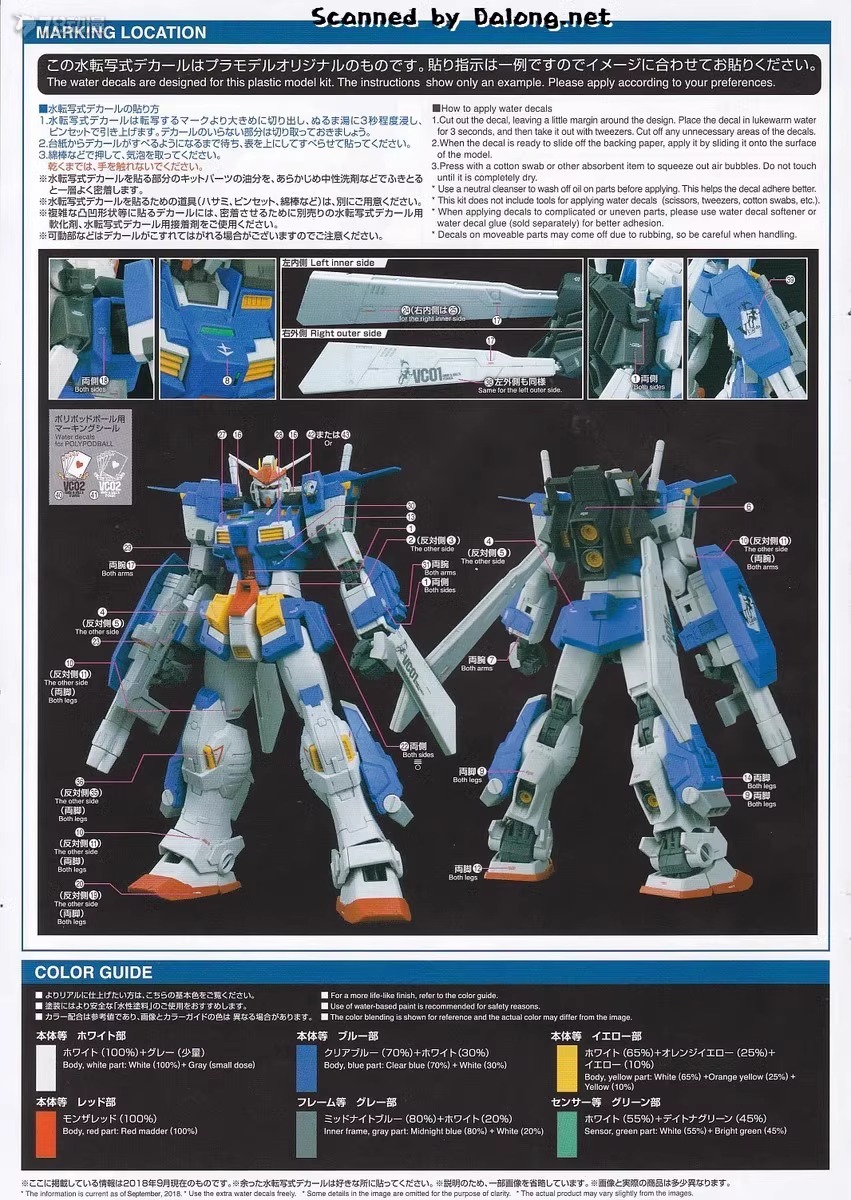 Water Decal 247 MG1/100 Gundam Stormbringer ยี่ห่อ XY-model