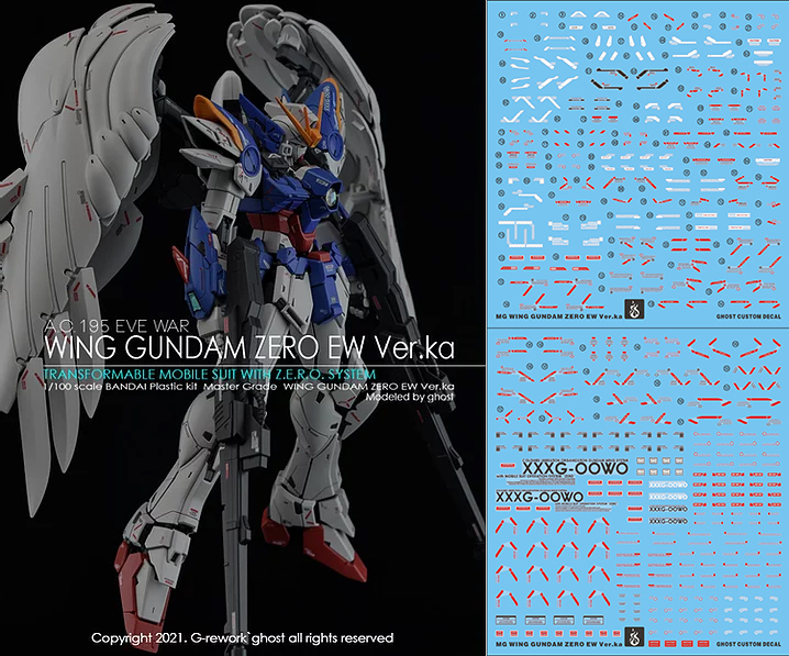 Water Decal 009 MG1/100 Gundam Wing Zero Ver.KA ยี่ห่อ Ghost-Decal