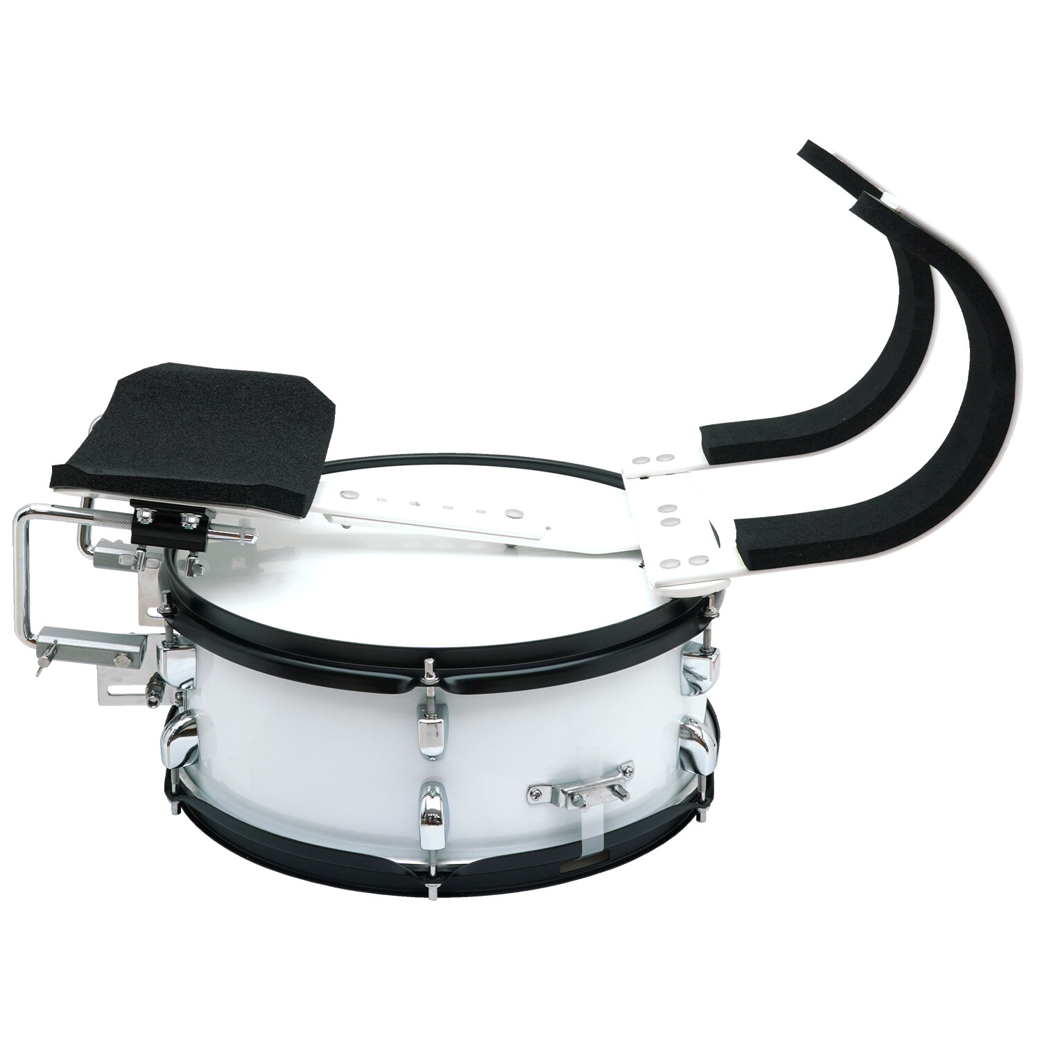 กลองสแนร์ Paramount marching หน้ากว้าง 14 นิ้ว 6 หลัก สูง 5.5 นิ้ว ถังขาวขาพับได้ แถมชุดอาร์มสะพาย , ไม้กลอง , กุญแจกลอง