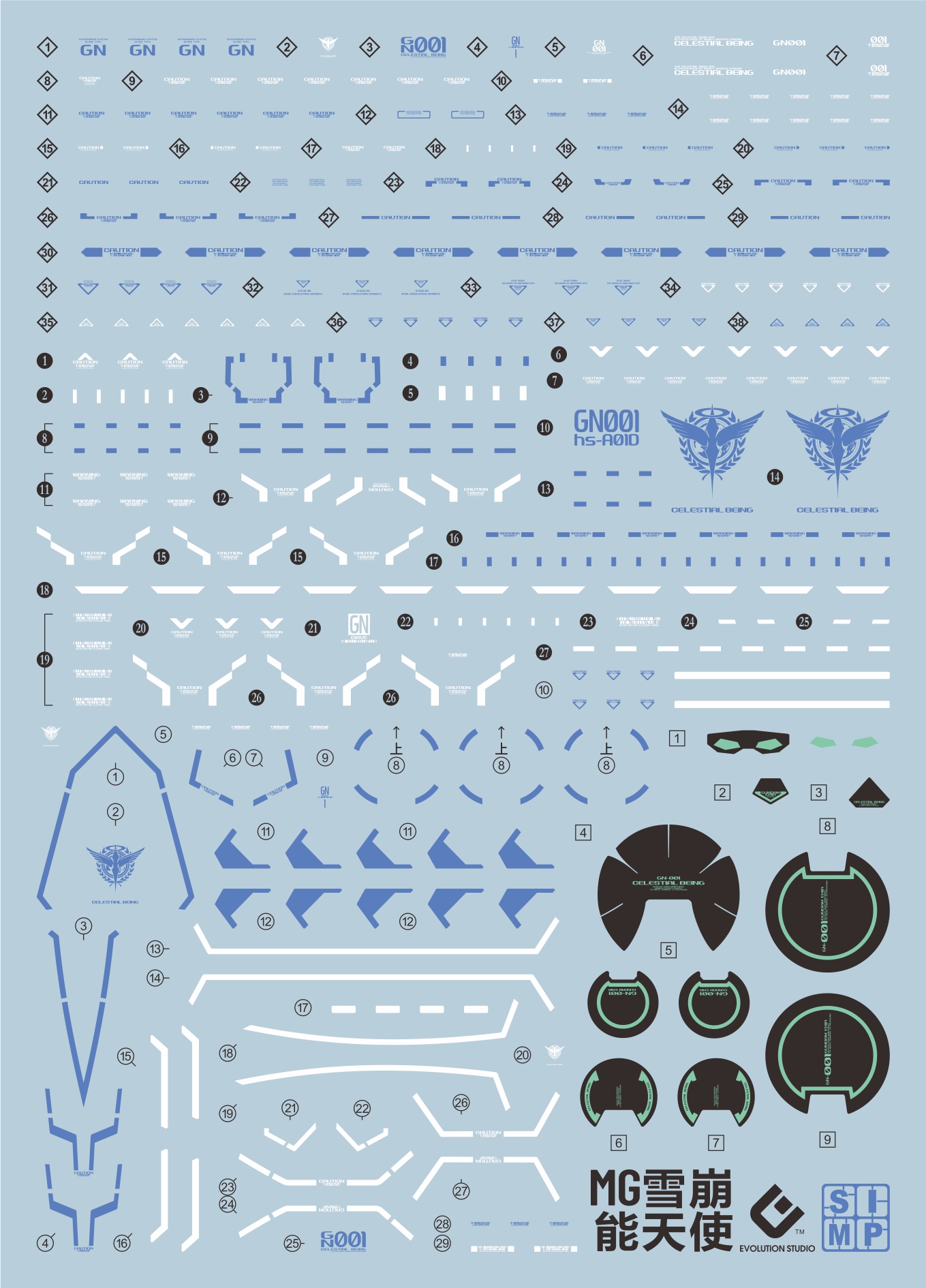 104 Water Decal MG1/100 GUNDAM AVALANCHE EXIA ยี่ห่อ S.I.M.P. Model Decal