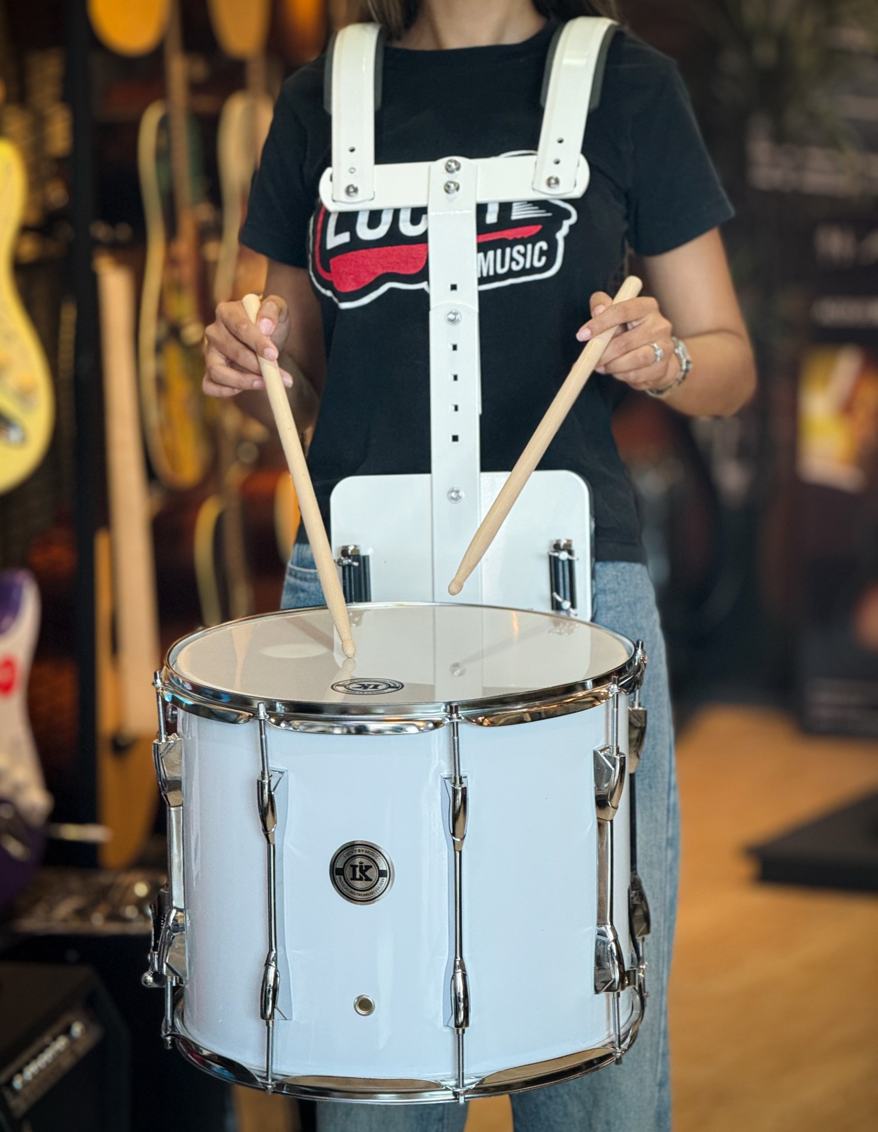 กลองสแนร์มาร์ชชิ่ง Lucky 105 ขนาด 14*12 นิ้ว กลองเดินแถว อุปกรณ์ครบชุด พร้อม อาร์มสะพาย ไม้กลอง