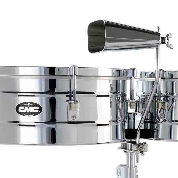กลองทิมบาเล่ย์ CMC Timbales with Stand and Cowbell – Chromed 13"-14"