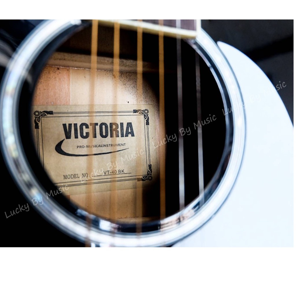 กีต้าร์โปร่ง เก็บเงินปลายทาง Victoria ขนาด 40 นิ้ว สีดำ พร้อมของแถมครบชุด เครื่องตั้งสาย สายสะพาย และใบคอร์ด