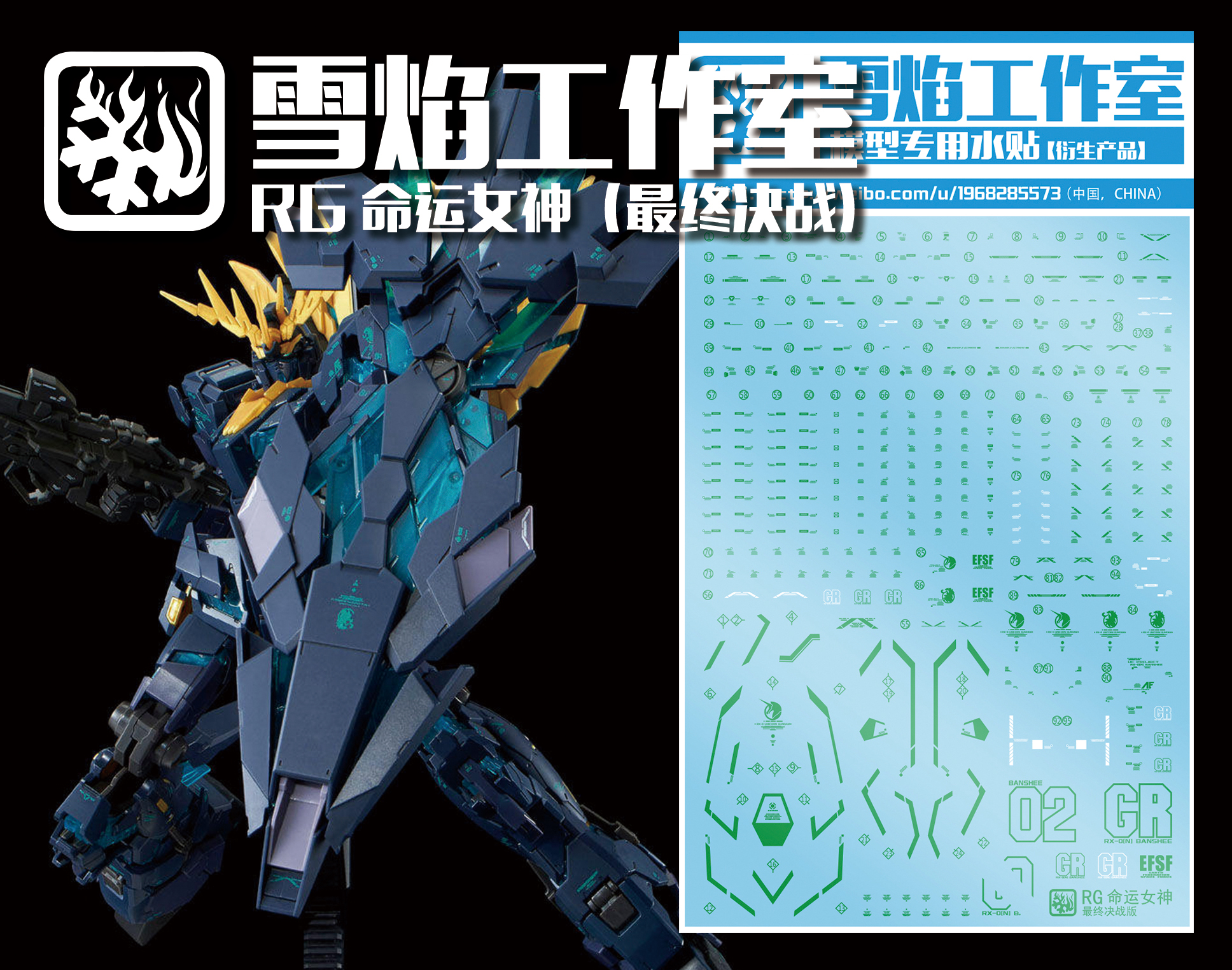 Decal 080 RG1/144 Unicorn Gundam 02 Banshee Norn Final Battel Ver. ยี่ห่อ XY-model