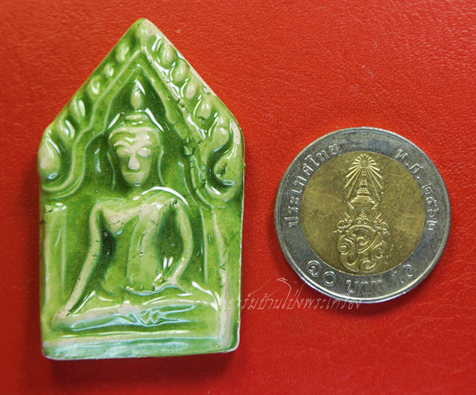 ขุนแผน เนื้อกระเบื้องเคลือบ สีเขียว วัดโชติทายการาม ปี๒๕๕๘(องค์ที่1)