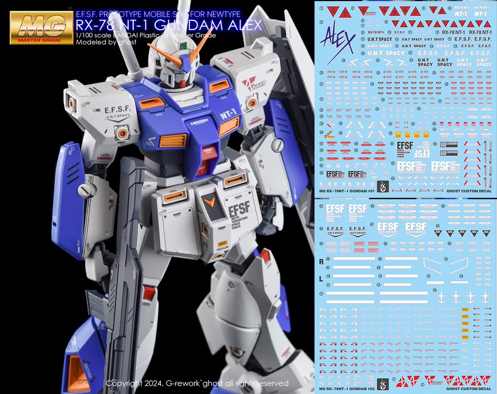 Water Decal 195 MG 1/100 Gundam NT-1 ยี่ห้อ Ghost Decal