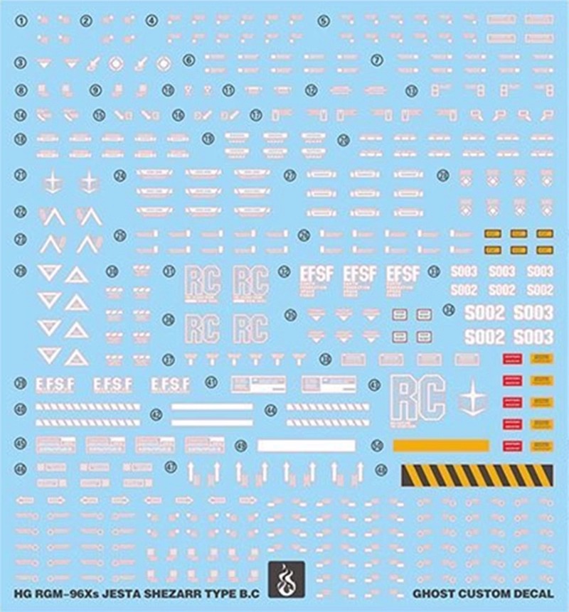Water Decal 238 HG1/144 RGM-96XS Jesta (Shezarr Type, Team B & C) ยี่ห้อ Ghost Decal
