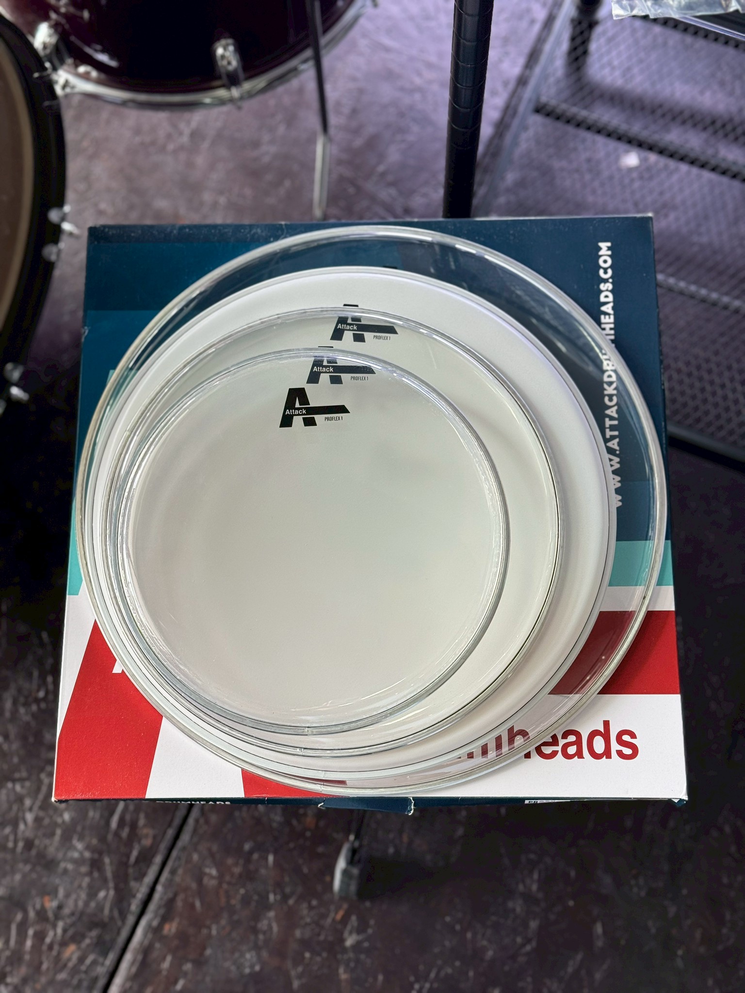 ชุดหนังกลอง Attack DHAROCKI 4-Pack 10 12 14C 16 ขนาด 10/12/14/16 หนังกลองชั้นเดียว หนา 10 มิล วัสดุพิเศษ Dynaflex 1แพ็ค4ใบ