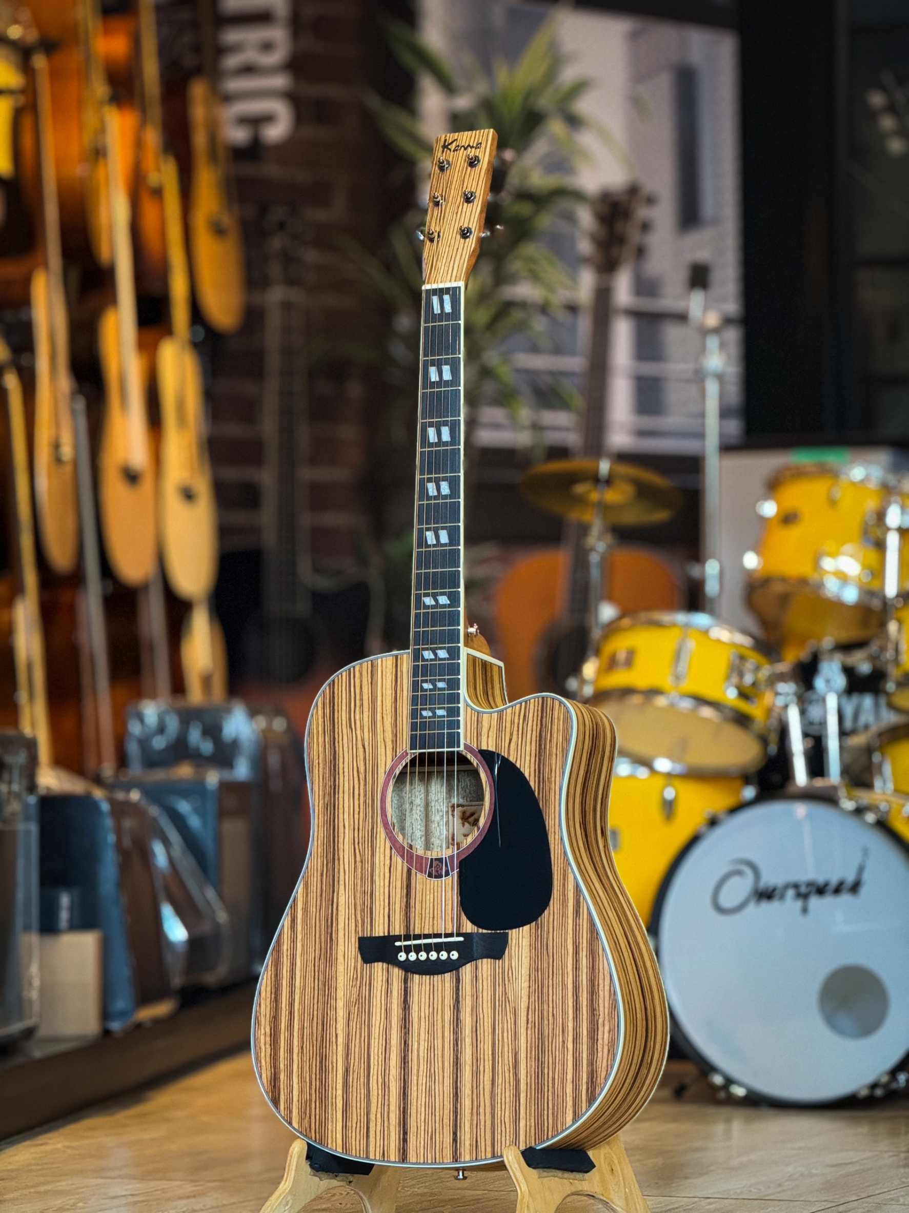 กีต้าร์โปร่ง KAMA K-4120 โปร่งไฟฟ้า EQ LC-5 ไม้ Zebra 41 นิ้ว ฟรี กระเป๋าnamiเทา คาโป้ ปิ๊ก4อัน ใบคอร์ด