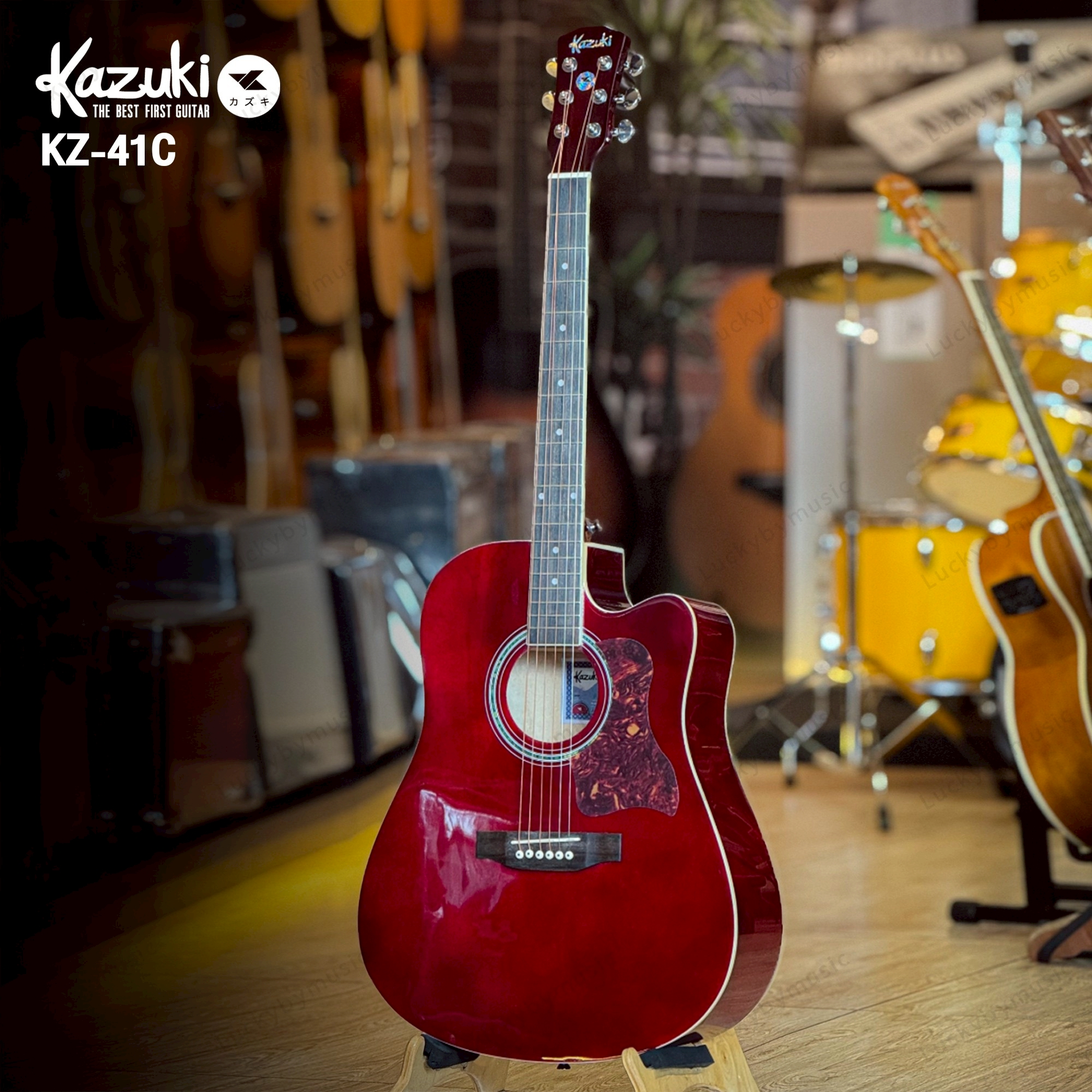 Kazuki รุ่น KZ-41 กีตาร์โปร่ง ขนาด 41 นิ้ว ทรงเว้า เสียงใส กังวาน 5 สี เลือกเซต