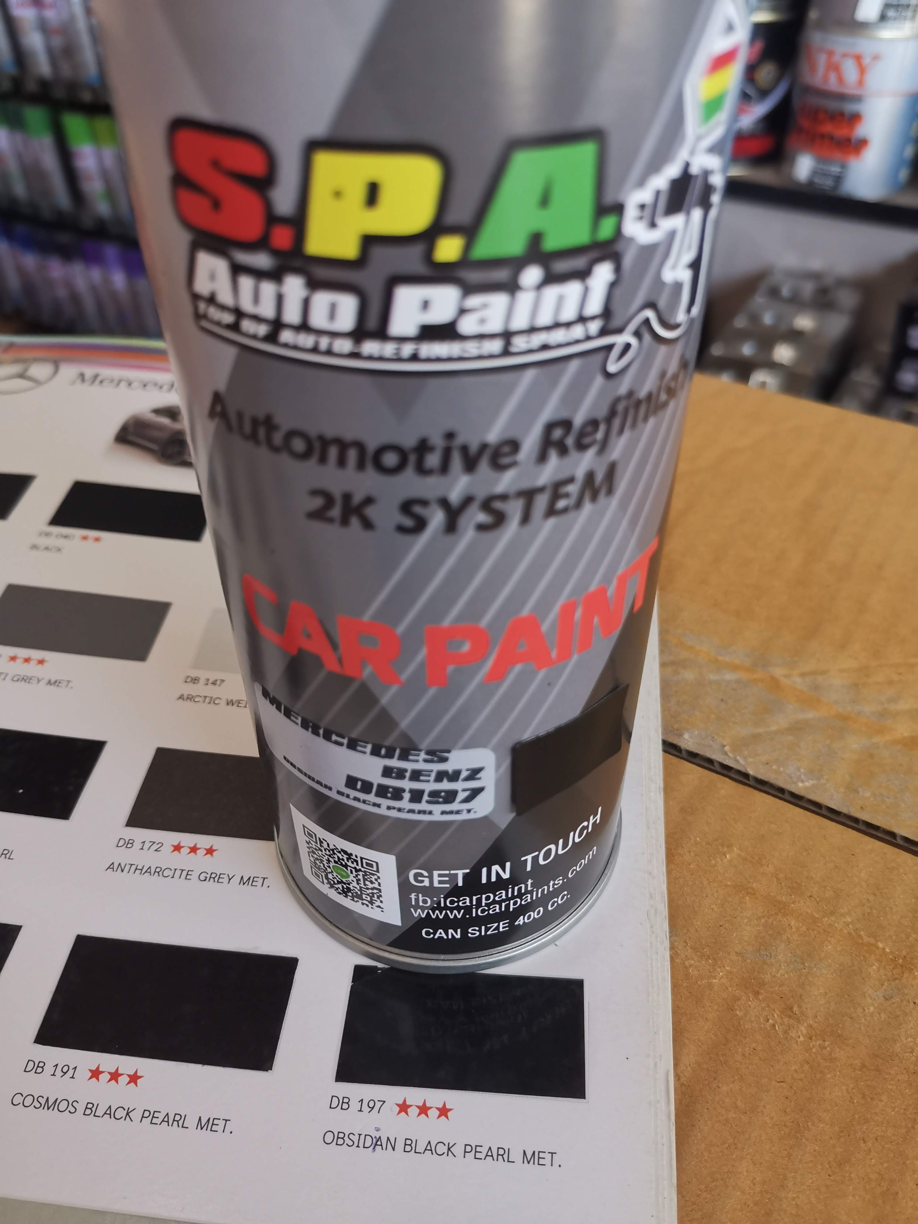 สีสเปรย์พ่นรถยนต์ Benz สีดำ DB197