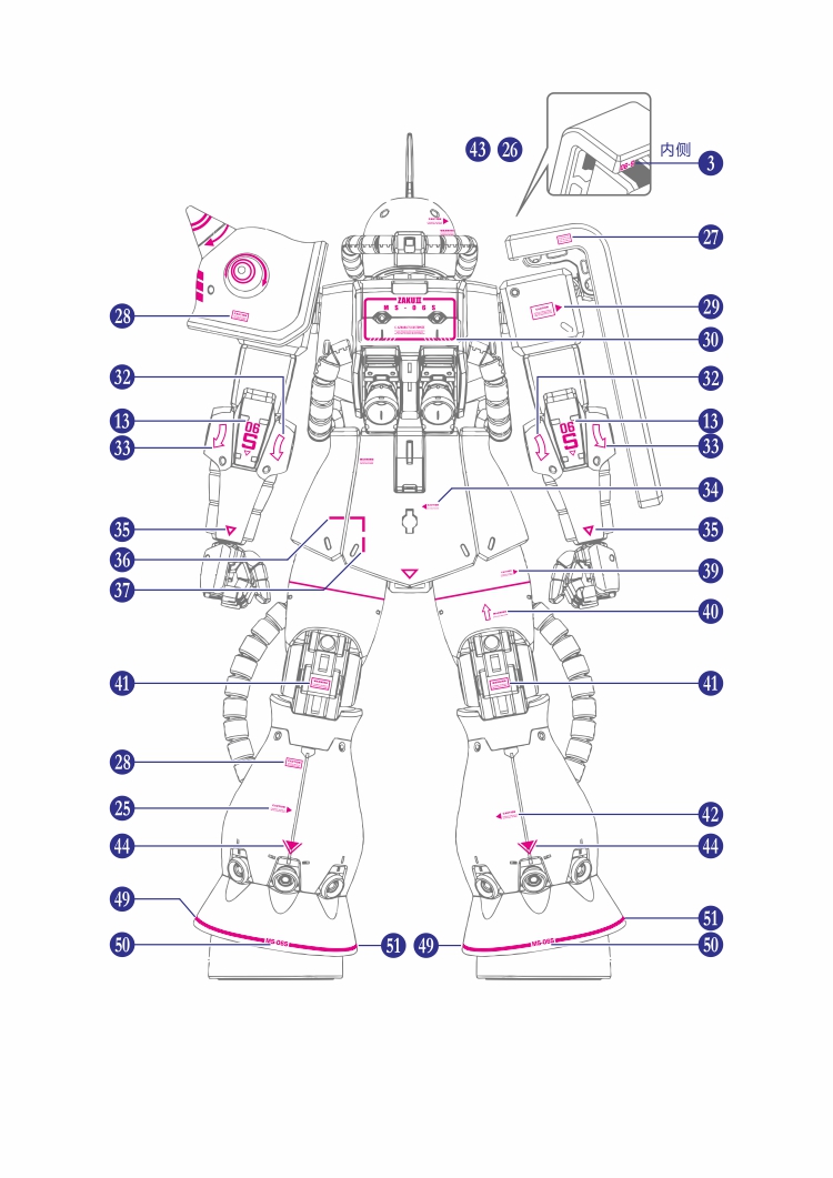 066 Water Decal MG1/100 Char`s Zaku II ยี่ห่อ S.I.M.P. Model Decal