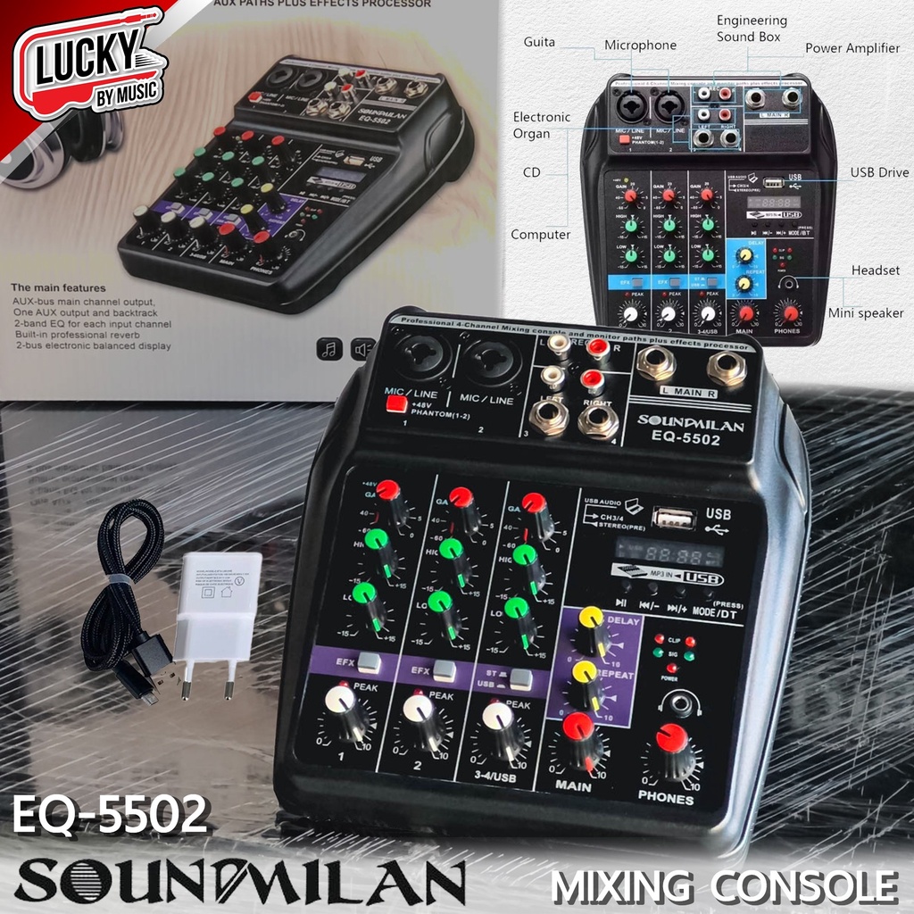 มิกซ์ Sound milan รุ่น EQ-5502 * Mixer 4 channel สเตอริโอ มิกเซอร์