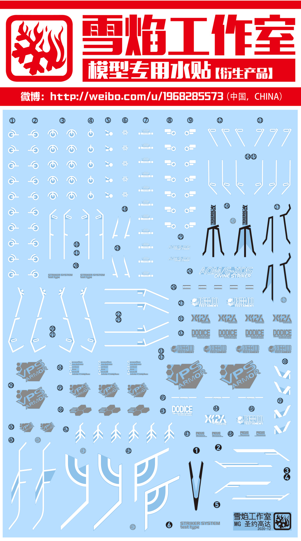 158 Water Decal MG1/100 Gundam Testament ยี่ห่อ XY-model