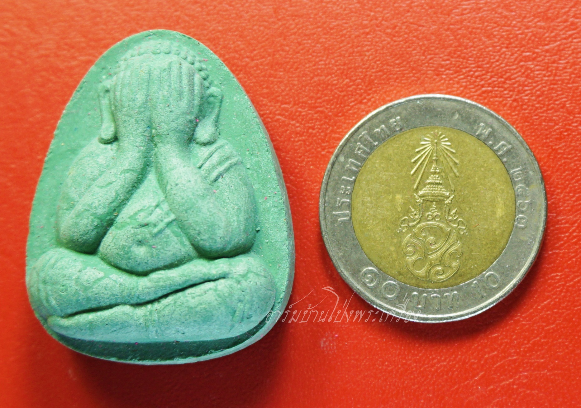 หลวงปู่แผ้ว วัดกำแพงแสน พระผงปิดตาจัมโบ้ ปี๒๕๕๐ รุ่นเจริญพร๘๔ สีเขียว(องค์ที่1)