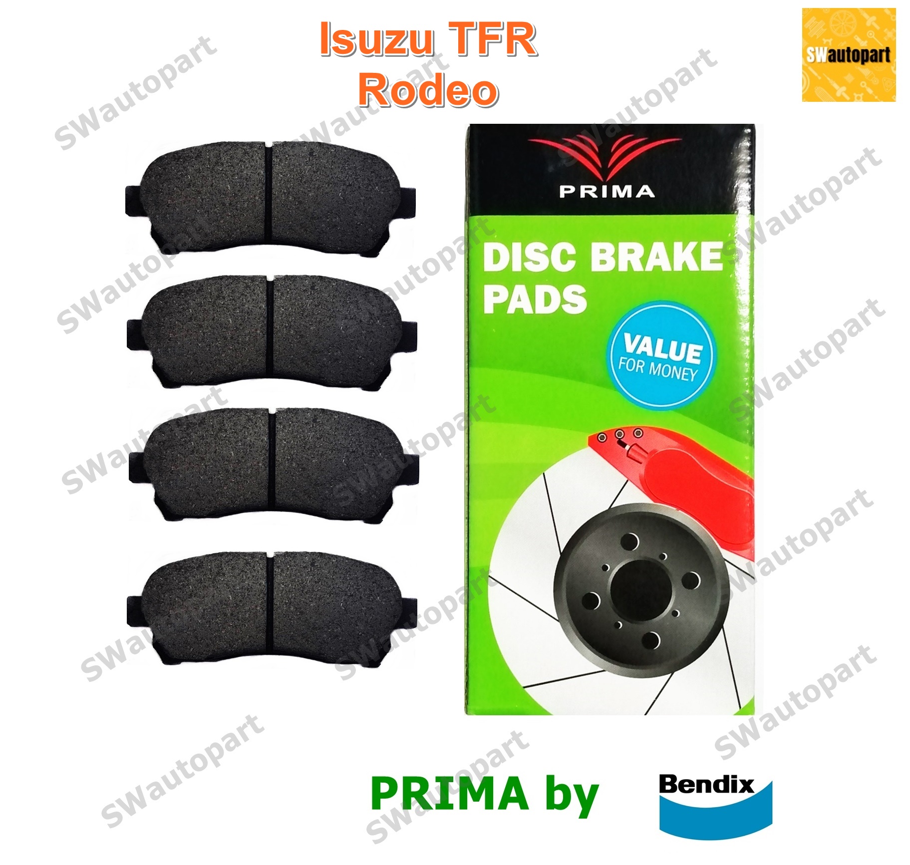 Prima ผ้าเบรคคู่หน้า ISUZU TFR 2500DI, CAMEO, VEGA4X4 PDB1116