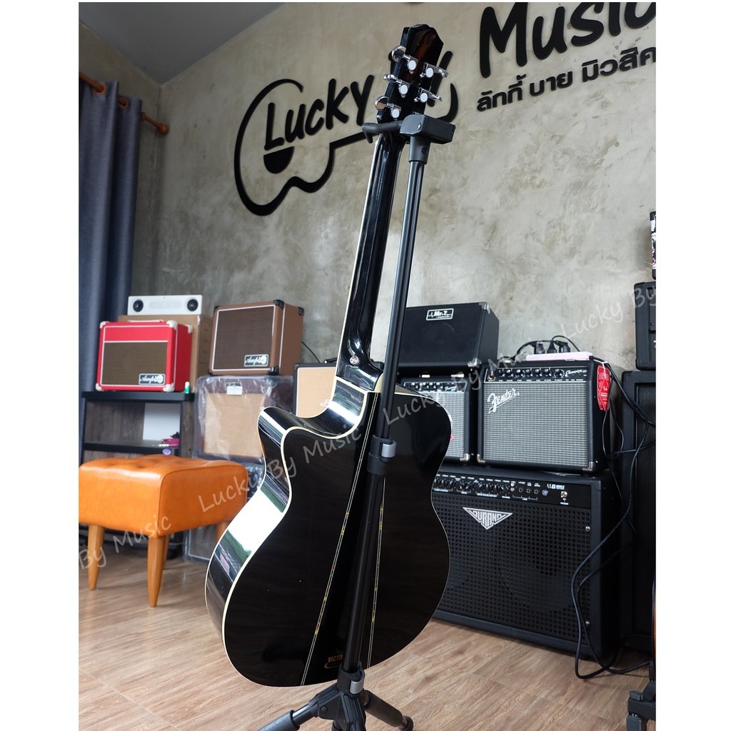 กีต้าร์โปร่ง เก็บเงินปลายทาง Victoria ขนาด 40 นิ้ว สีดำ พร้อมของแถมครบชุด เครื่องตั้งสาย สายสะพาย และใบคอร์ด