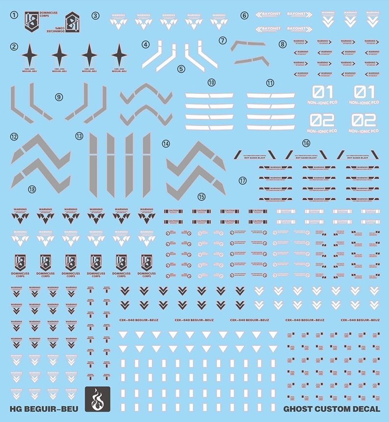 Water Decal 136 HG1/144 Beguir Beu ยี่ห่อ Ghost-Decal