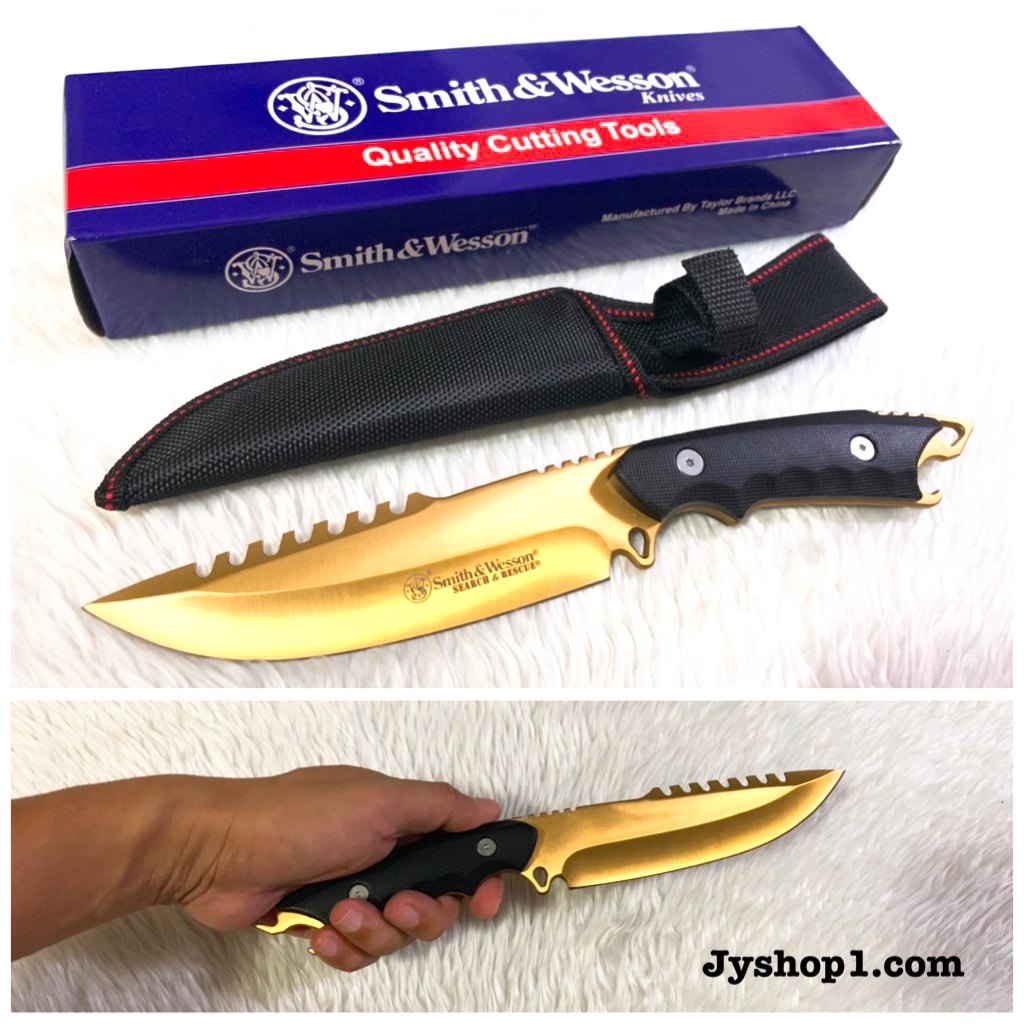 มีดเดินป่า มีดใบตาย Smith&Wesson R125 สีทอง