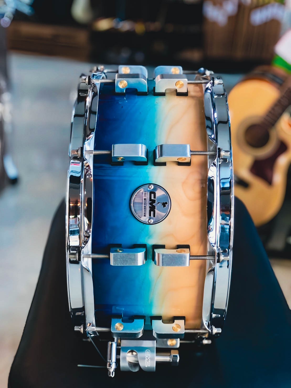 สแนร์ CMC Remix EVO กลองสแนร์ Aqua Blue FADE ทำจากไม้ American Maple + European Birch