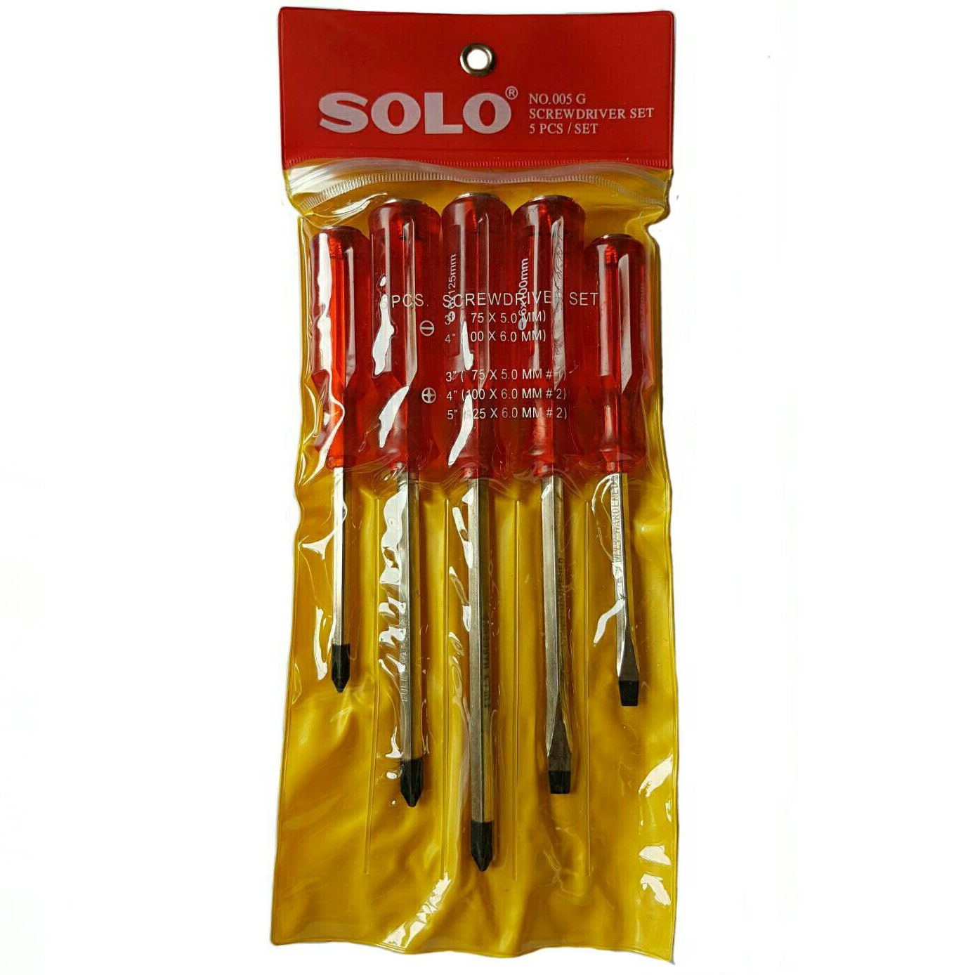 อุปกรณ์ขัน ไข ไขควง เครื่องมือช่าง ไขควงด้ามตอกได้ ไขควงงานช่างยนต์ 5 ตัวชุด Solo รุ่น 005G
