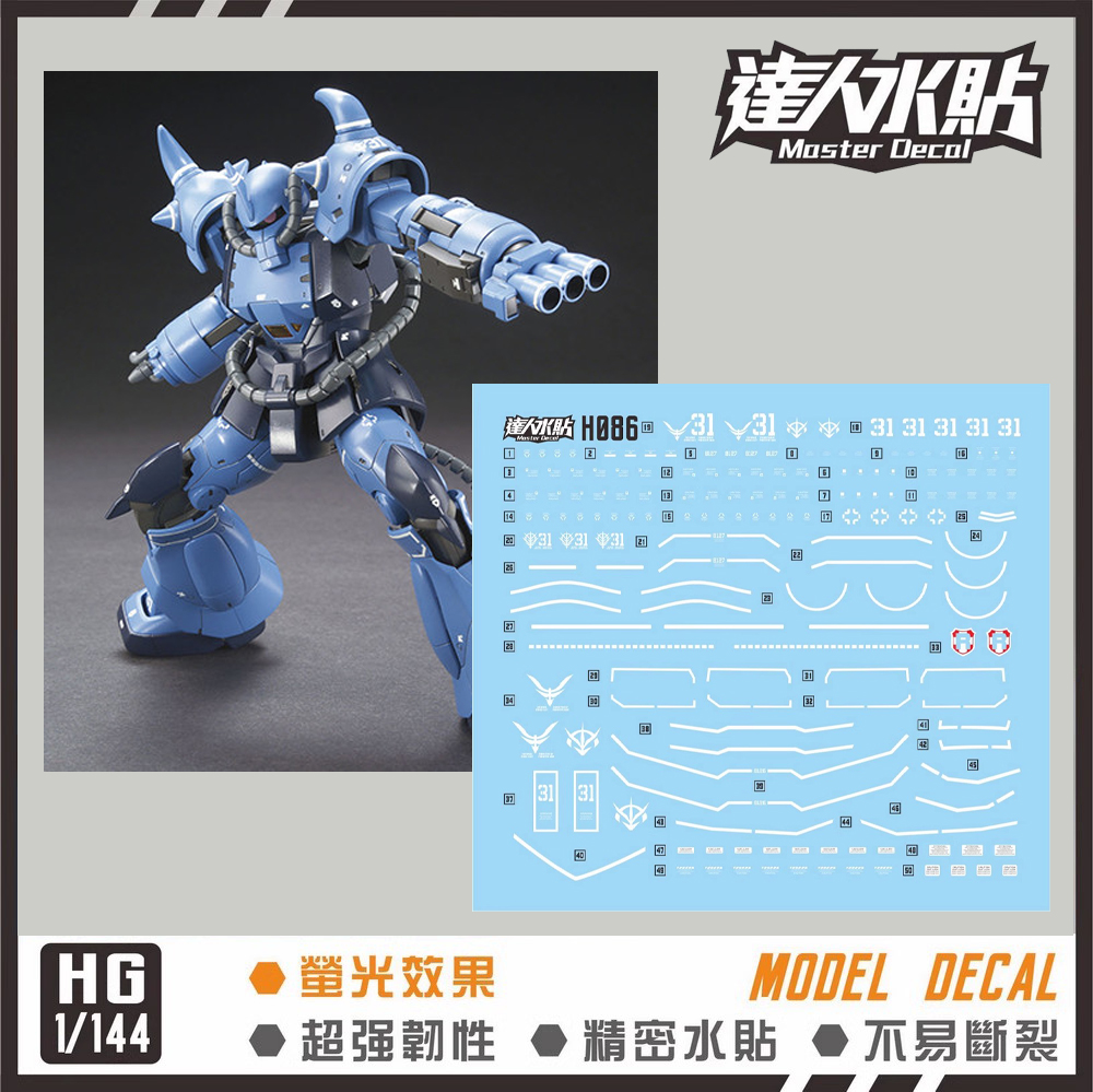 (Master Decal) Water Decal H086 HG1/144 Prototype Gouf (Battle Plan Actual Proof Type)