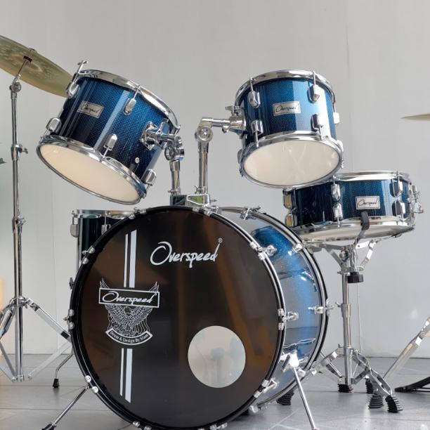 กลองชุดใหญ่ Overspeed สี Gradient ขอบโคเมี่ยม พร้อม ไม้กลอง / ประแจ / เก้าอี้กลอง