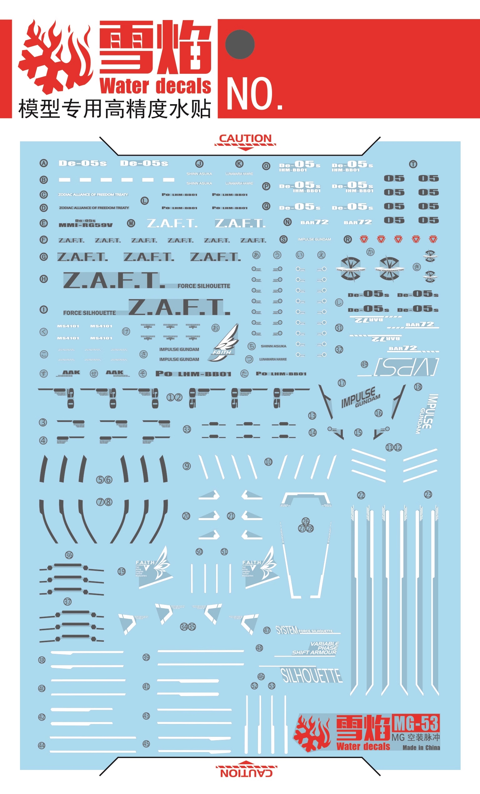 Decal 125 MG1/100 Force Impulse Gundam ยี่ห่อ XY-model