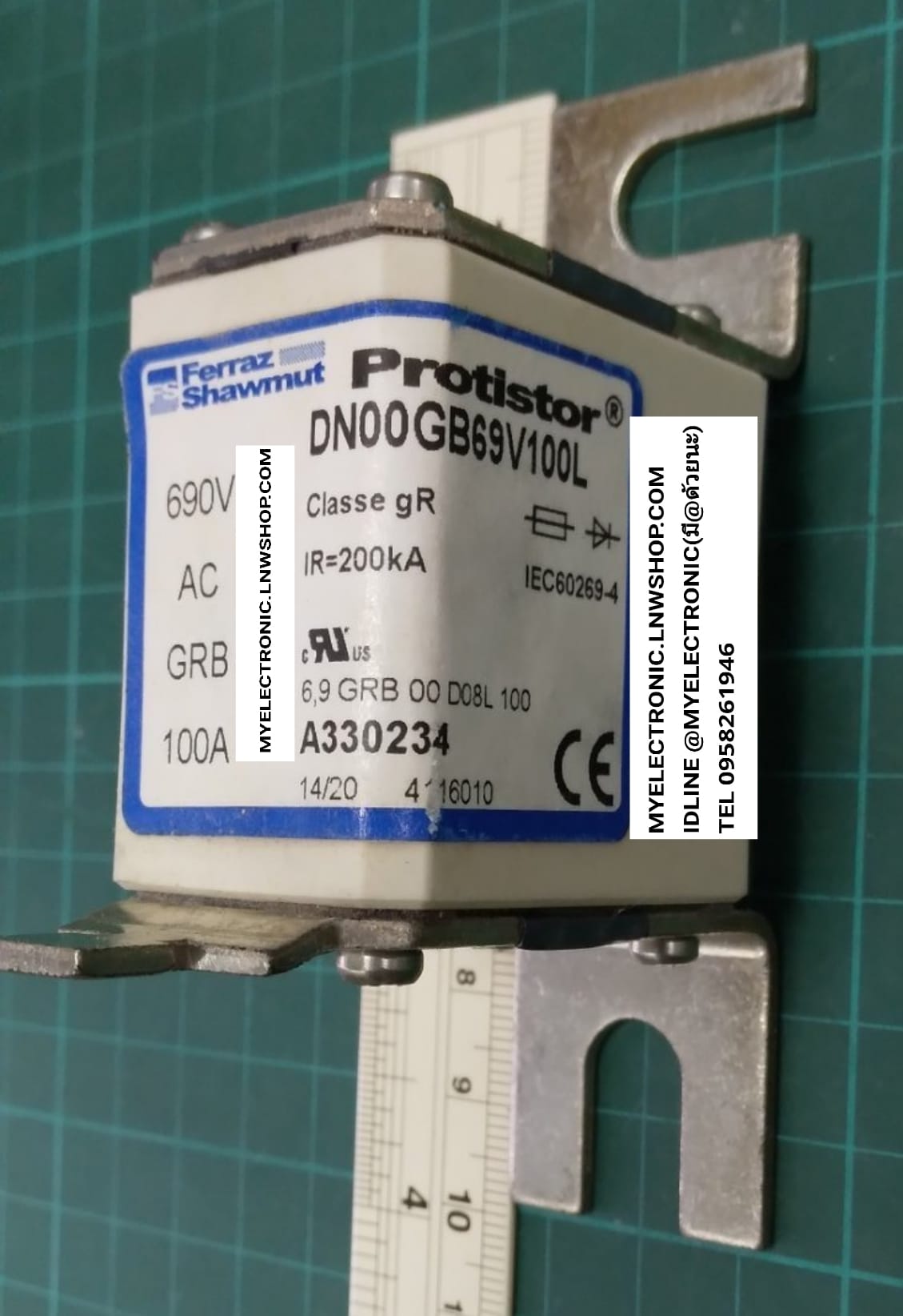 ขาย ฟิวส์100A690V FUSE ฟิวส์ 100A 690V ยี่ห้อ FERRAZ DN00GB69V100L ของแท้ ราคาตัวละ บาท