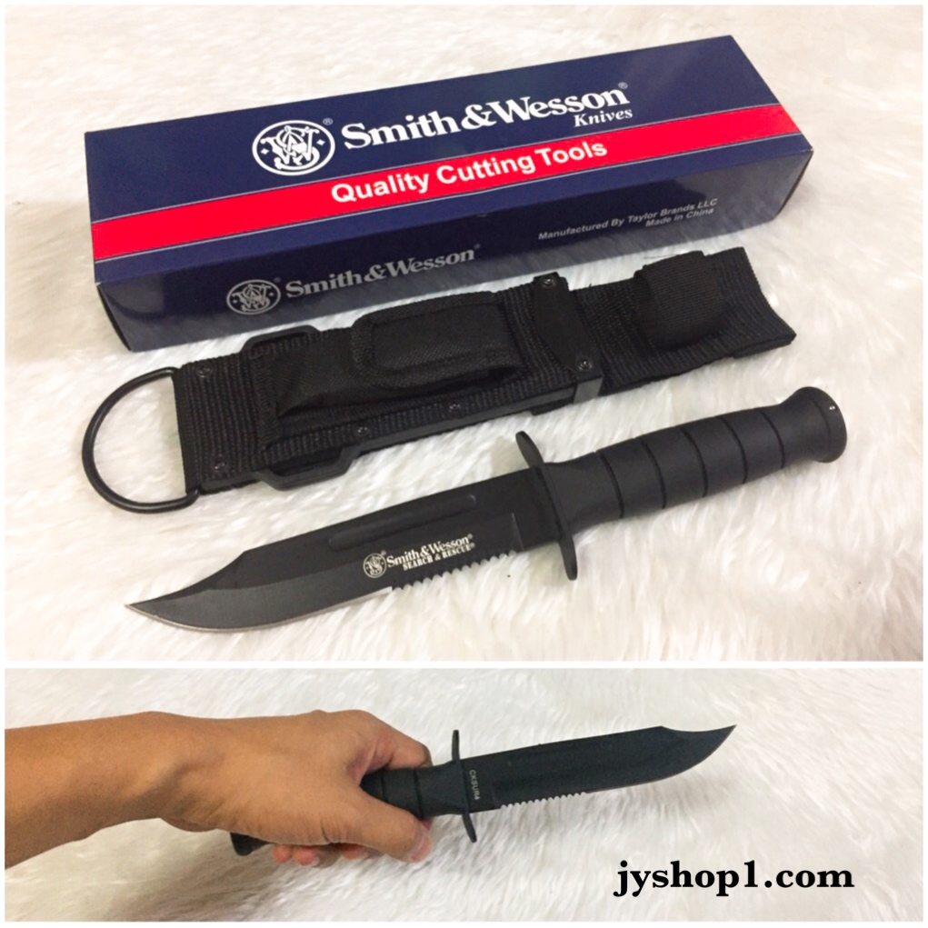 มีดเดินป่า มีดใบตาย Smith&Wesson Search&Rescue สีดำ