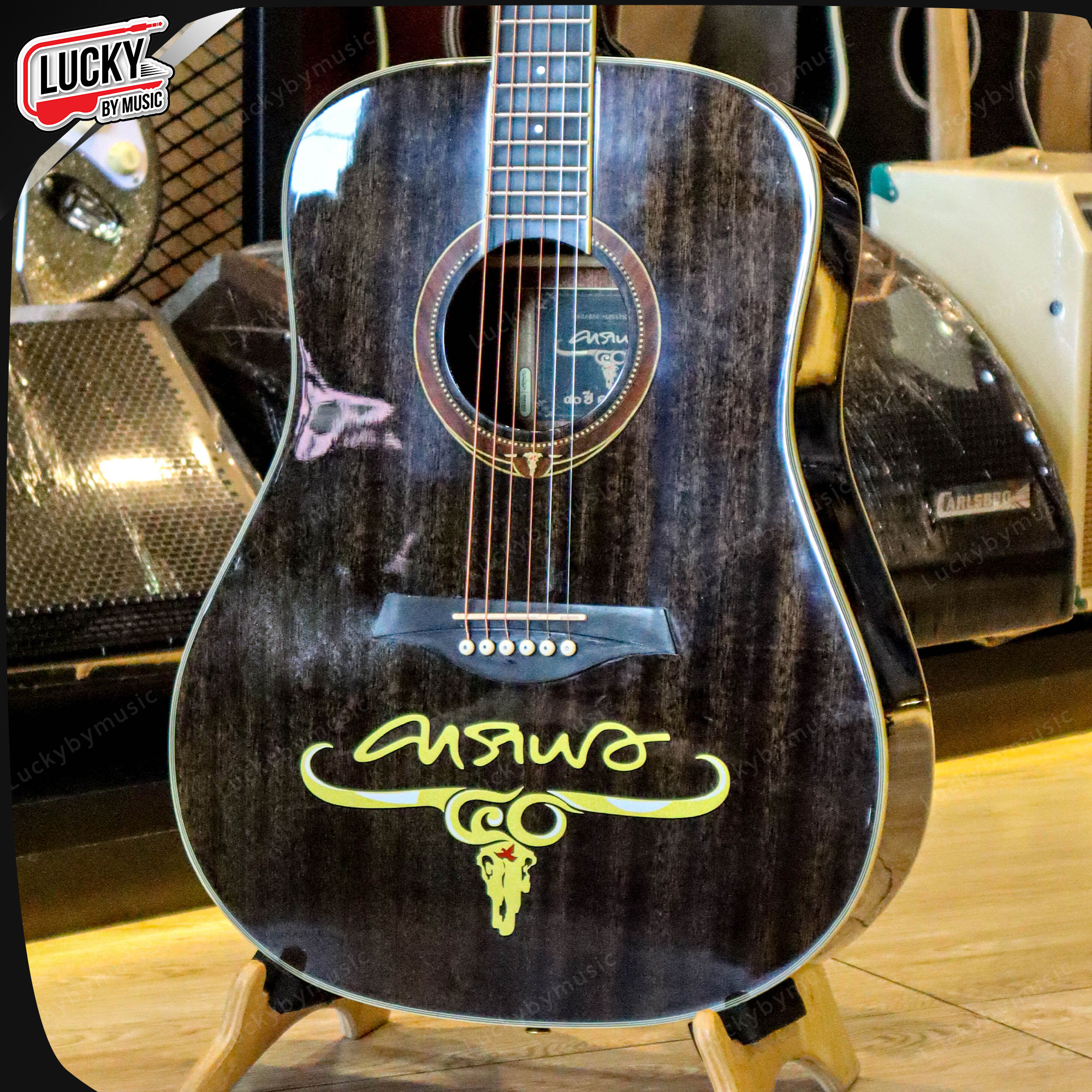 กีตาร์โปร่ง คาราบาว Carabao รุ่น CG40 BLK ทรงเต็ม เสียงเปิด กังวาน แถมฟรี ปิ๊ก4อัน ประแจ คู่มือ