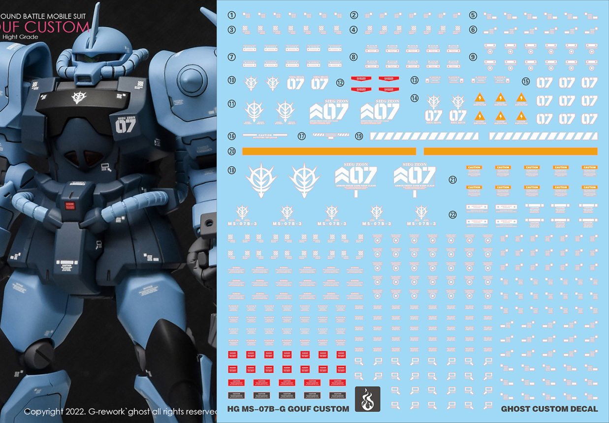 Water Decal 115 HG1/144 Gouf Custom (08 Team) ยี่ห่อ Ghost-Decal