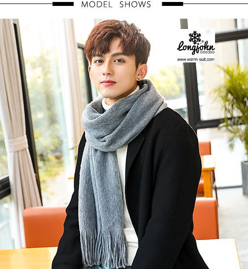 ผ้าพันคอ ทอไหมพรมผสมวูล UNISEX หน้ากว้าง ผืนยาว (ใช้ได้ทั้งหญิงและชาย)