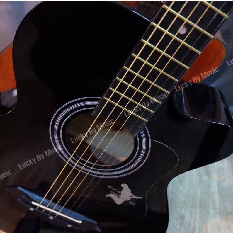 กีต้าร์โปร่ง Martin Lee 38" สีดำ**มีเหล็กดามคอ** ลูกบิดโครเมียมแถมฟรี ปิ๊ก ที่เก็บปิ๊ก และใบคอร์ด เก็บเงินปลายทางได้