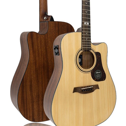 กีต้าร์โปร่งไฟฟ้า Mantic By Saga Top Solid รุ่น GT-10DCE พร้อม กระเป๋า ปิีก ประแจ คาโป้