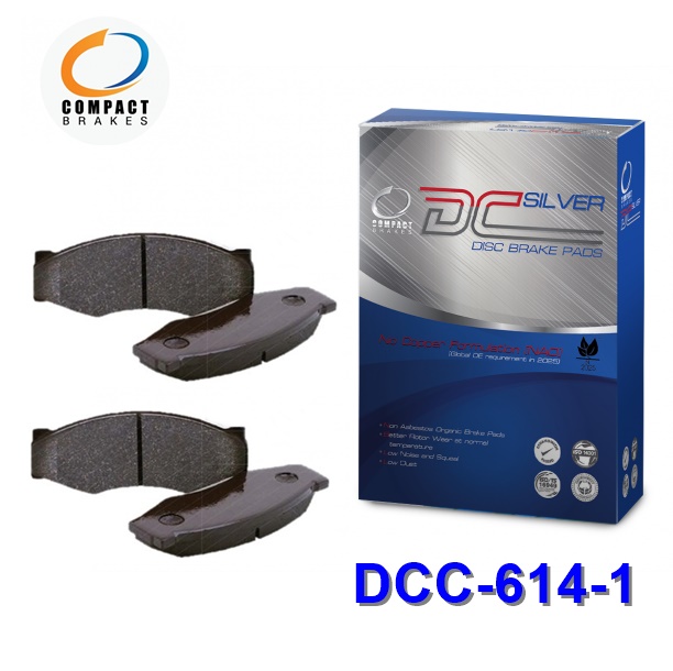 ผ้าเบรคหน้า Nissan SUNNY NEO 1.6 ปี 00-03, SUNNY SUPER NEO 1.8 ปี 04-08 Compact DCC-614