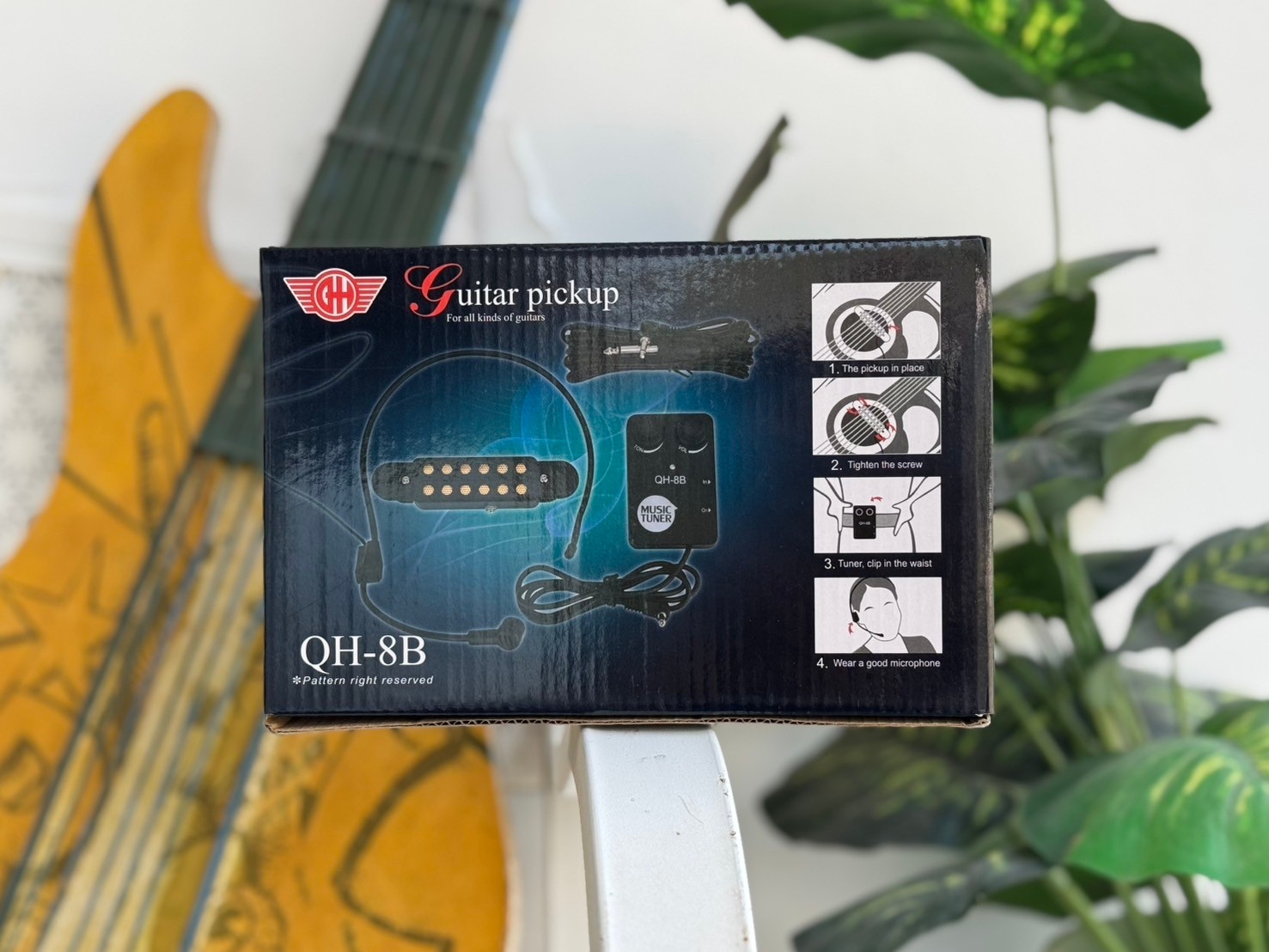 Music Tuner ปิ๊กอัพกีตาร์โปร่ง (Pick Guitar) รุ่น QH-8B สำหรับกีตาร์ 38" 39" 40" และ 41" ติดตั้งง่าย พร้อมวอลุ่มปรับเสียง / ส่งด่วนในไทย