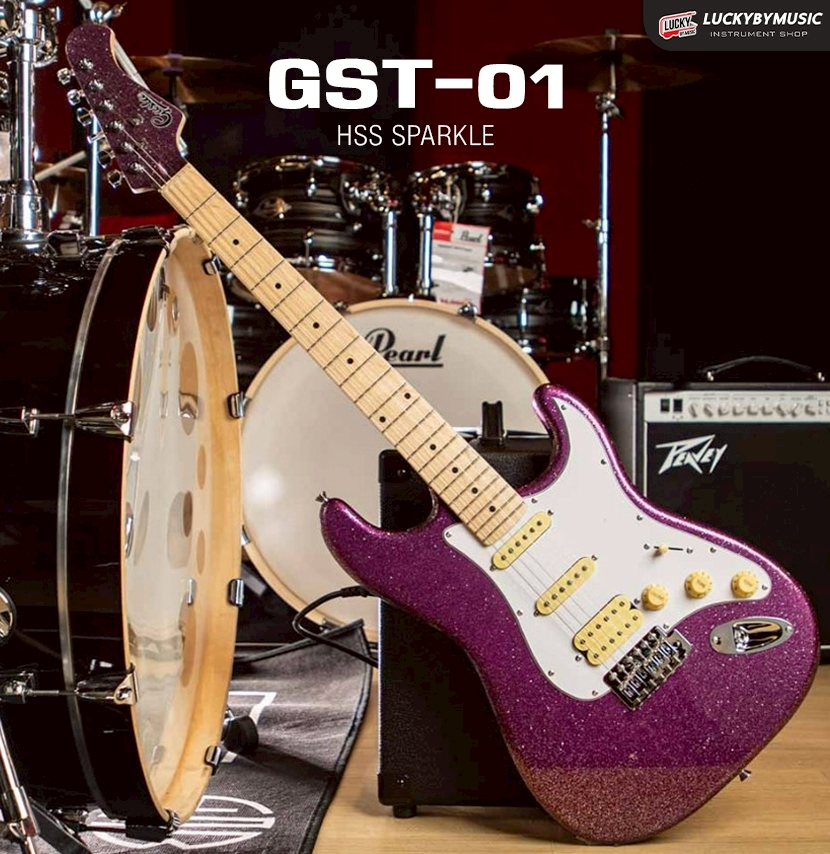 กีตาร์ไฟฟ้า Gusta รุ่น GST-01 HSS Sparkle ทรง Strat (เลือกเซต)