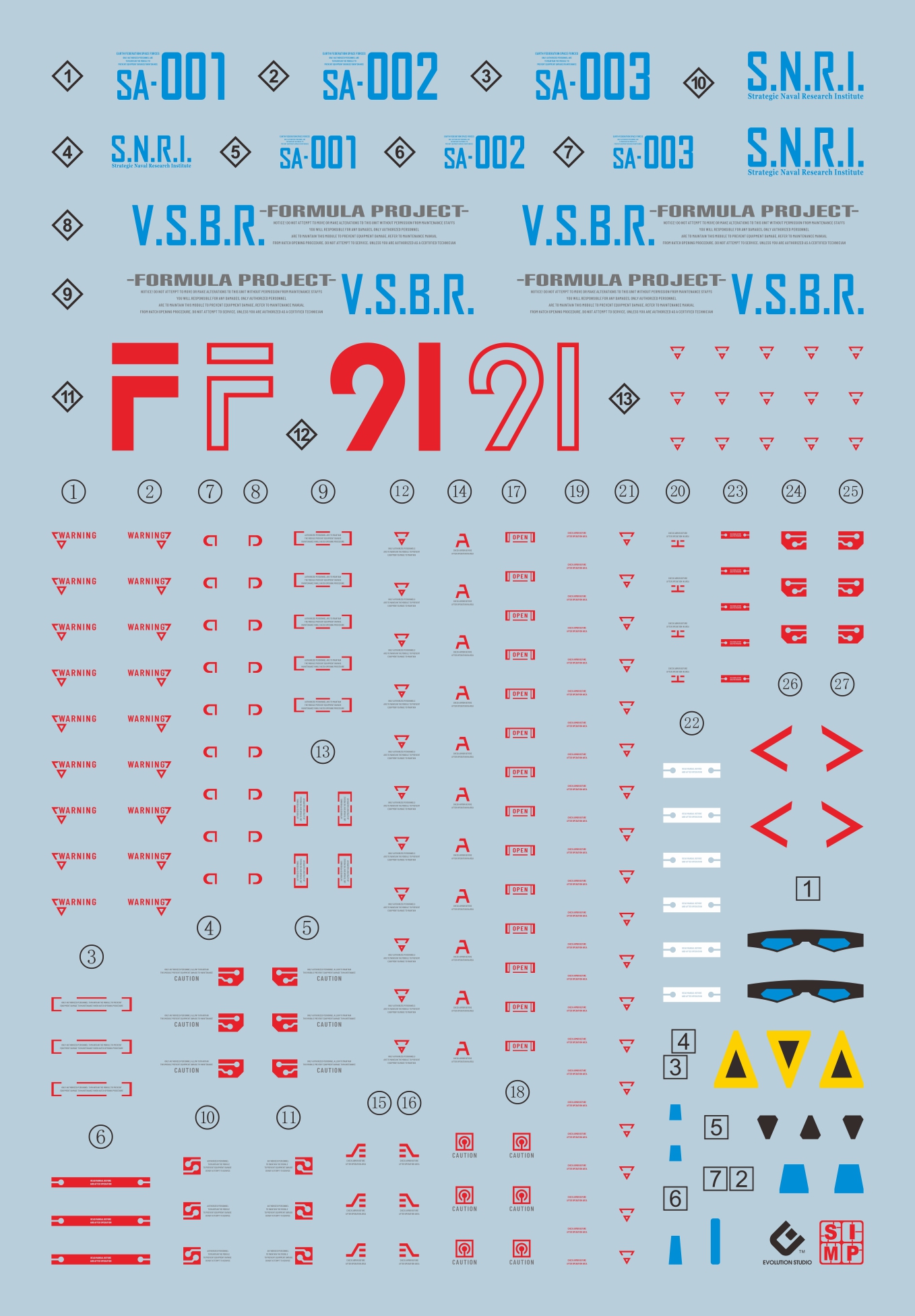 084 Water Decal MG1/100 Gundam F91 ยี่ห่อ S.I.M.P. Model Decal