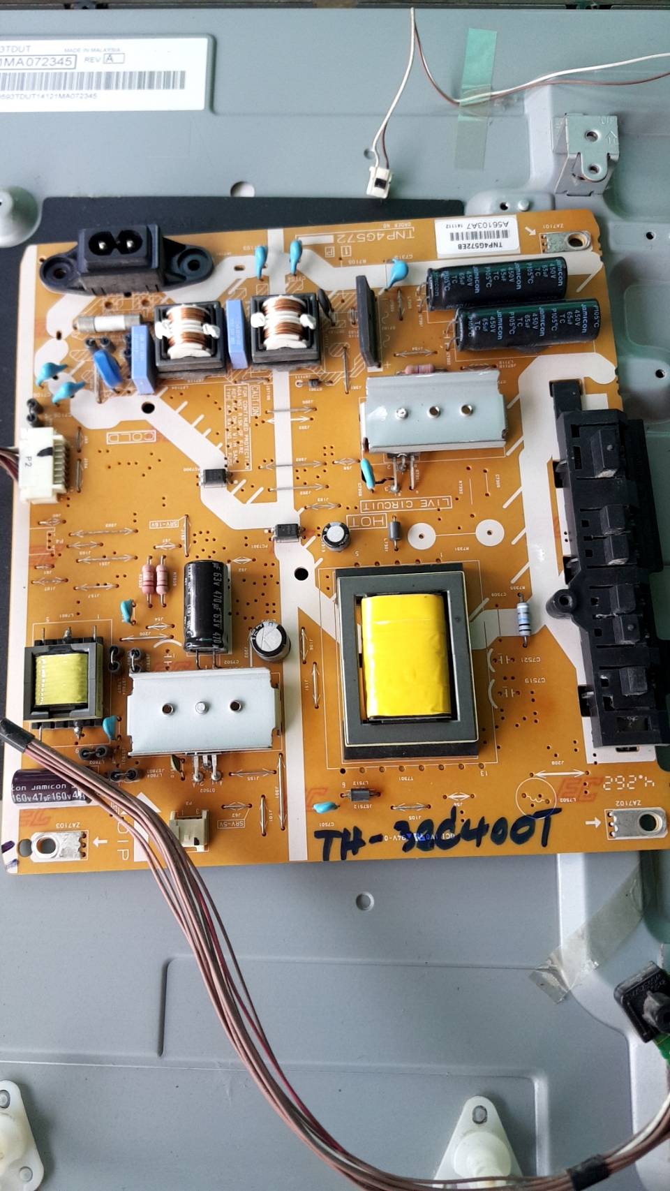 Panasonic (พานาโซนิค) เพาเวอร์ซัพพลายทีวีพานาโซนิค/ภาคจ่ายไฟทีวีพานาโซนิค (Power Supply TV Panasonic) อะไหล่แท้/มือสองพร้อมใช้งาน ใช้กับรุ่นTH-32A410T :TH-32C400T :TH-32C500T :TH-32DS500T :TH-32D410T :TH-32D400T พาร์ทบอร์ด TNP4G572