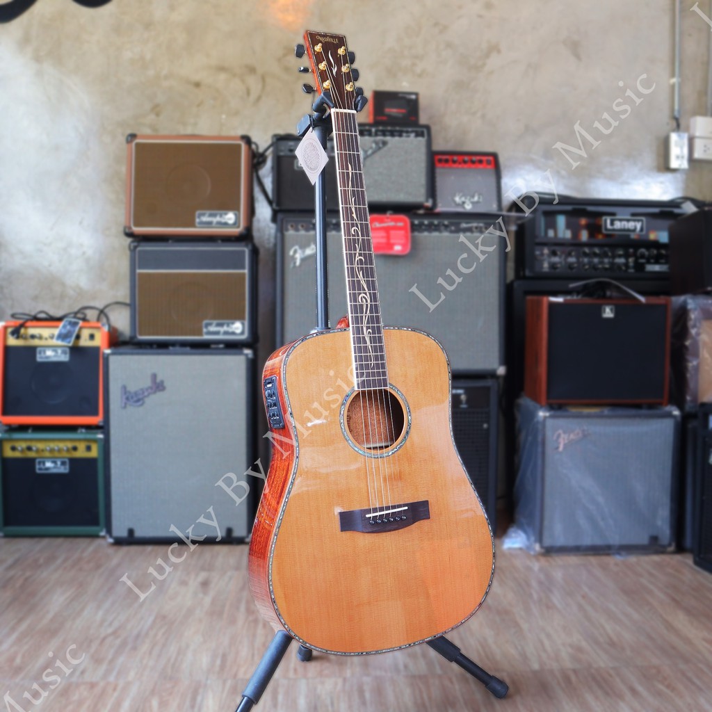 กีตาร์โปร่งไฟฟ้าnashville รุ่น d-701e พร้อมภาคไฟฟ้า fishman แสนคุ้ม all solid