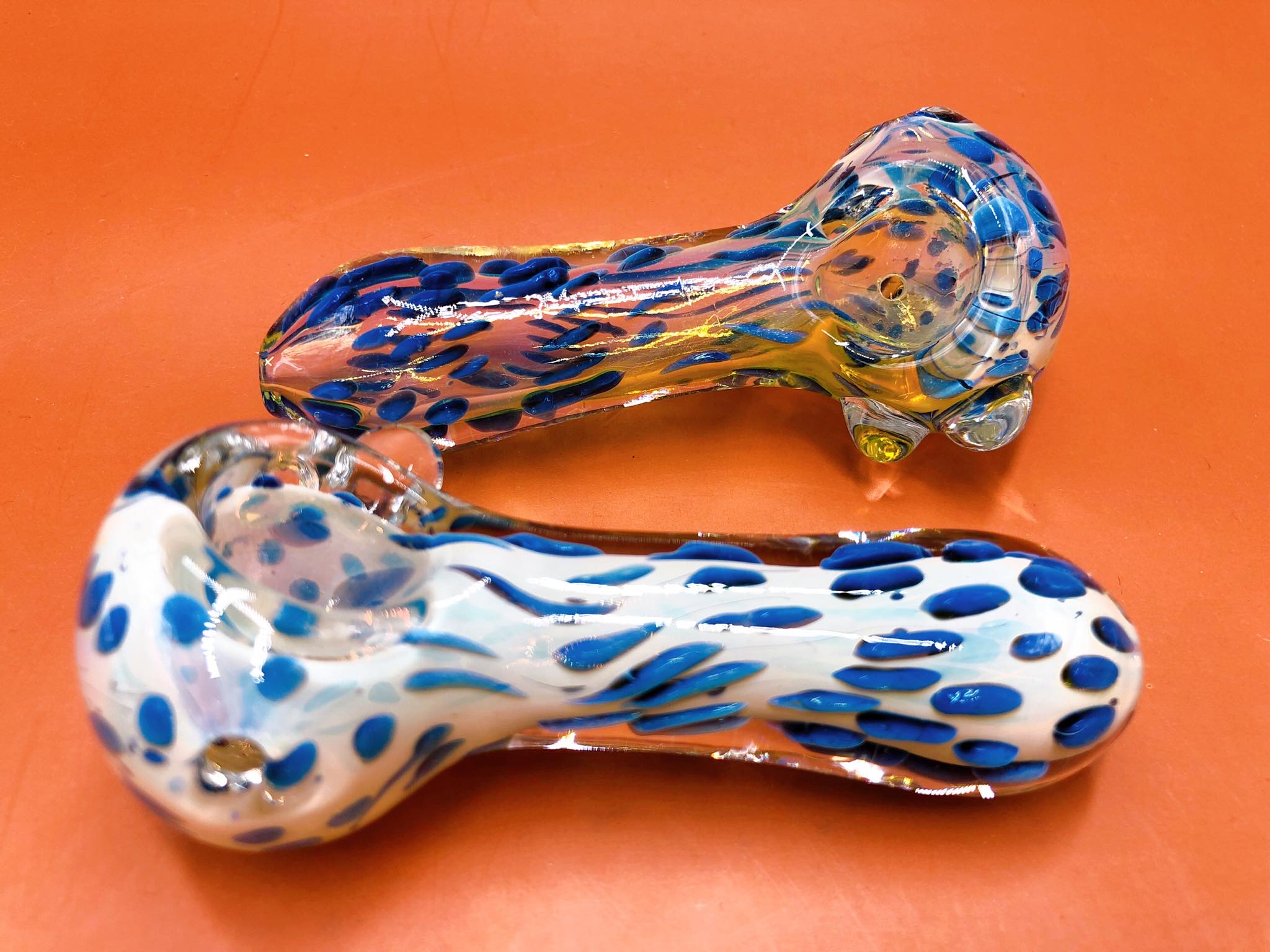 Blue White Glass Pipe (4 Inch.)