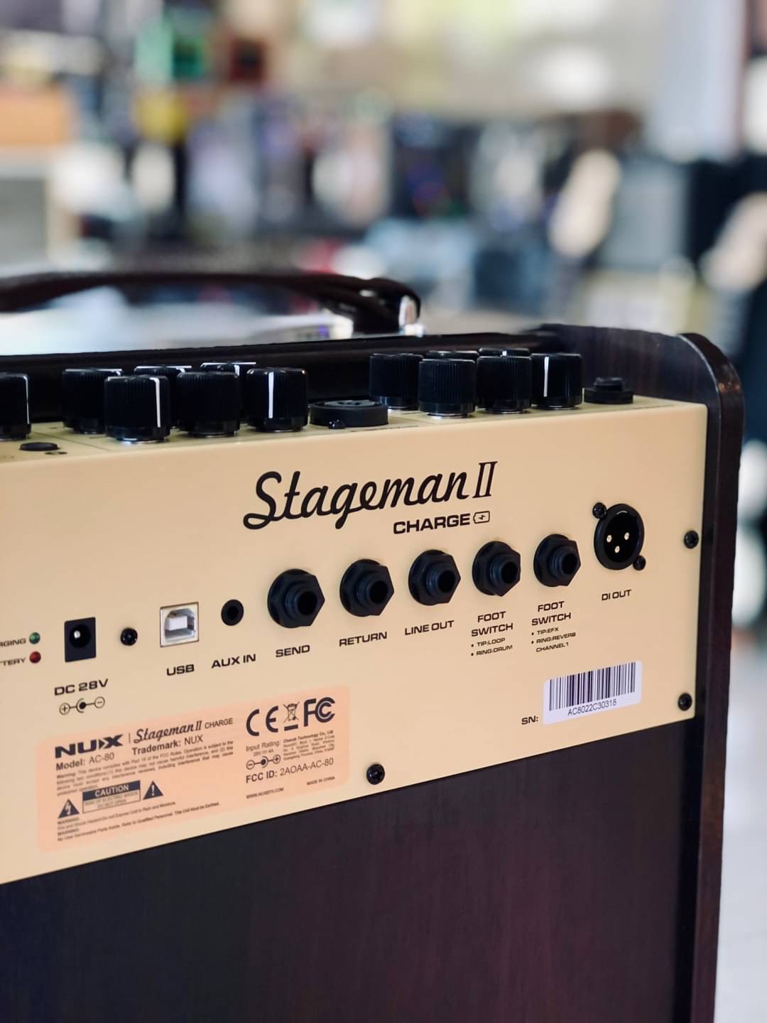 NUX แอมป์อคูสติก AC-80 Stageman II มีบลูทูธ แบตในตัว 2 channels เล่นกีตาร์ พร้อมเสียบไมโครโฟน รับประกัน