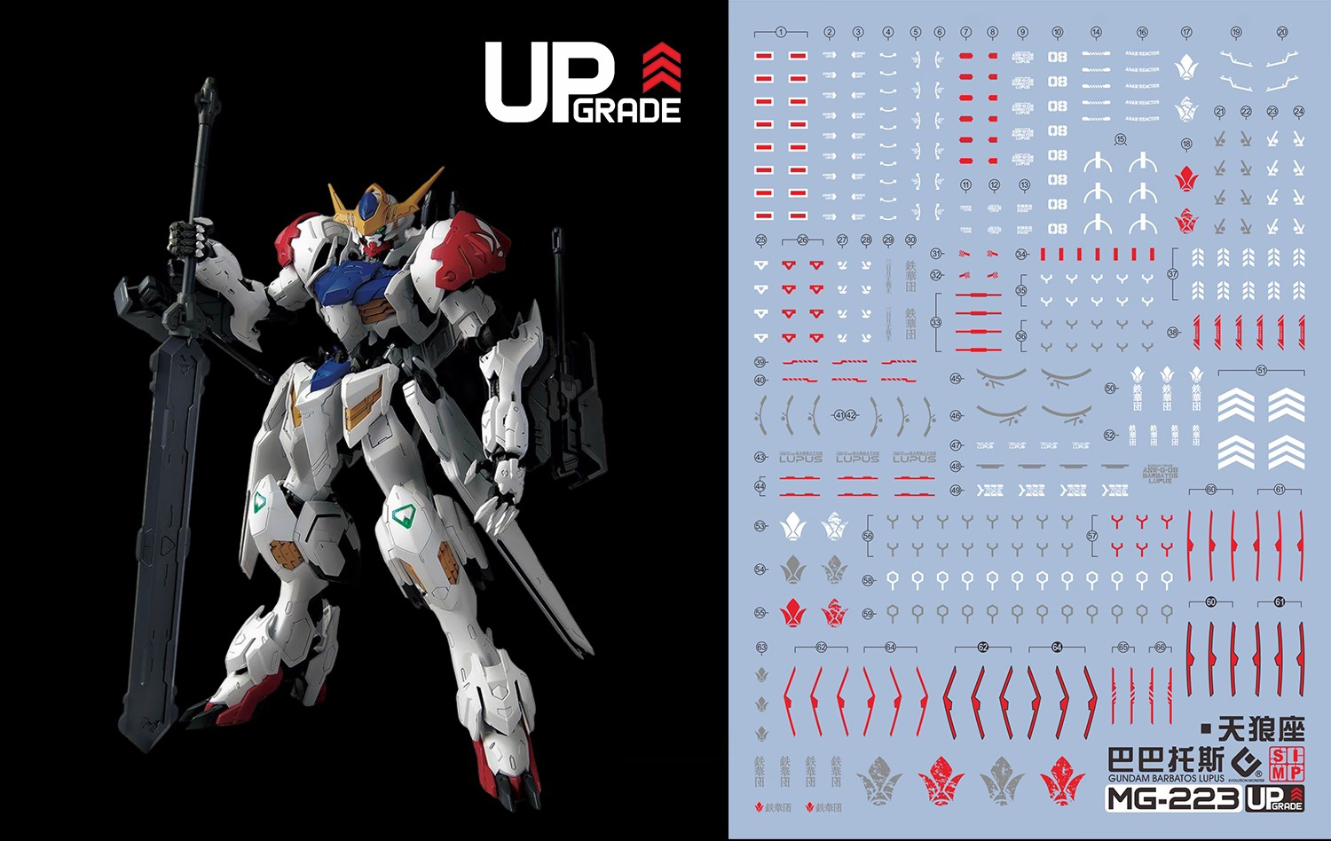 Preorder 252 Water Decal MG1/100 Gundam Barbatos Lupus ยี่ห้อ S.I.M.P. Model Decal