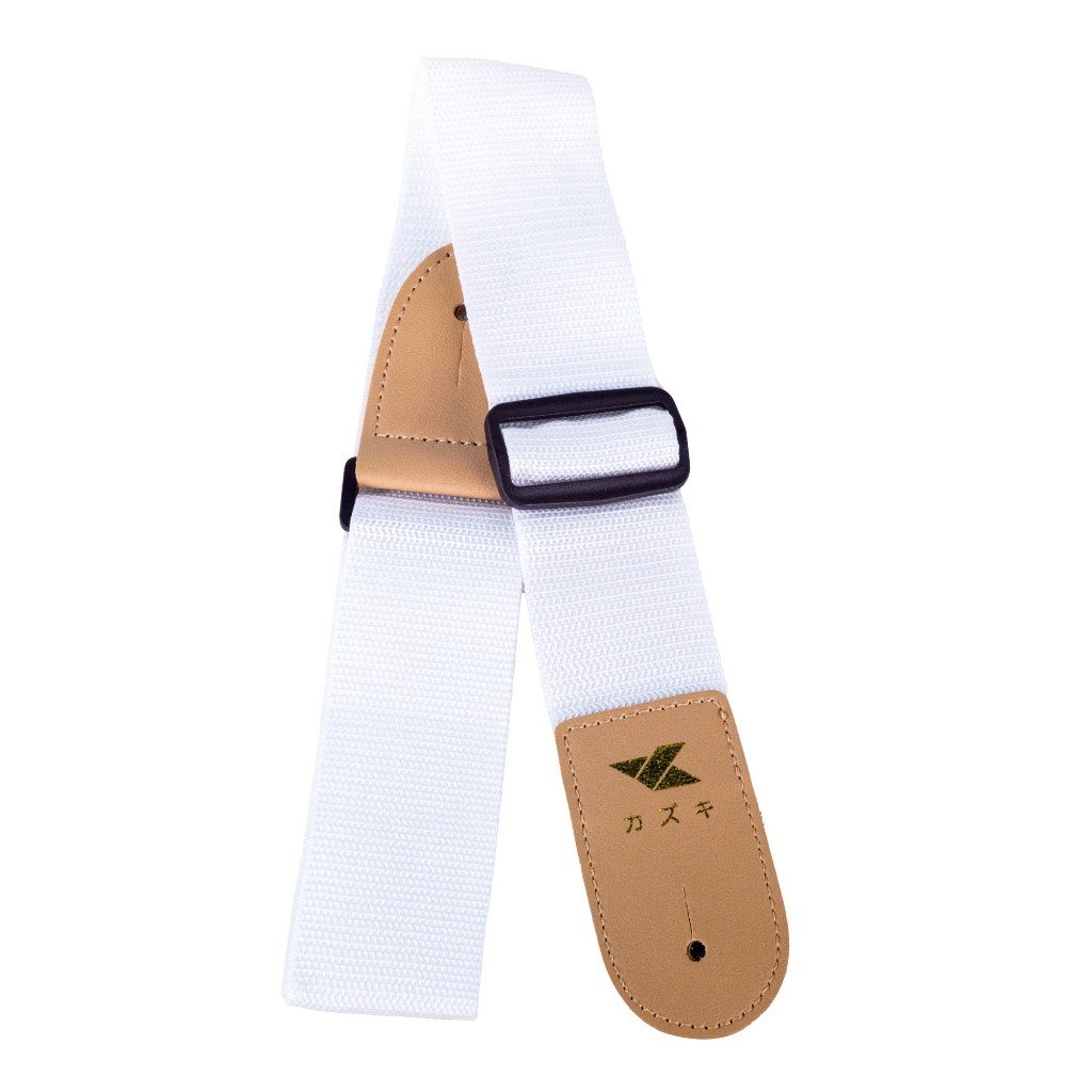 Kazuki สายสะพายกีตาร์โปร่ง Guitar strap กีตาร์ไฟฟ้า เบส เนื้อผ้าดี สายสะพาย สายกีตาร์ สีขาว ปรับระดับได้