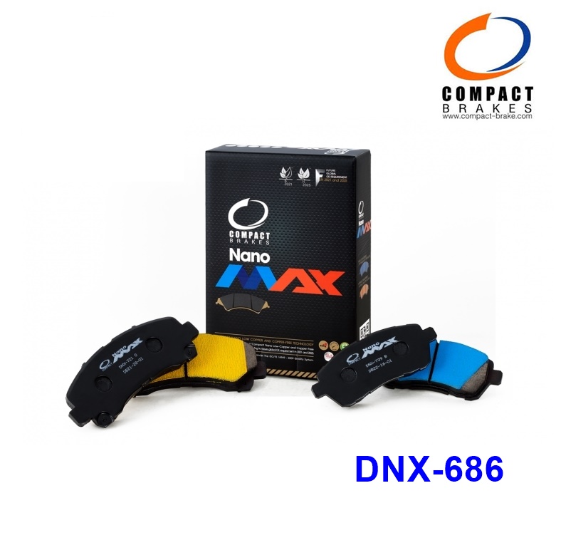 ผ้าเบรคหน้า TOYOTA VIOS 1.5E ปี 2008-2011(VIOS GEN 2) YARIS 1.5E ปี 2006-2012, Compact Nano DNX-686