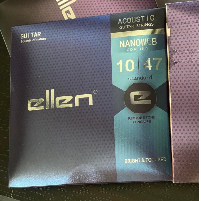 Ellen สายกีต้าร์โปร่ง รุ่นใหม่ สายทองเหลือง เบอร์ 10 เคลือบกันสนิม